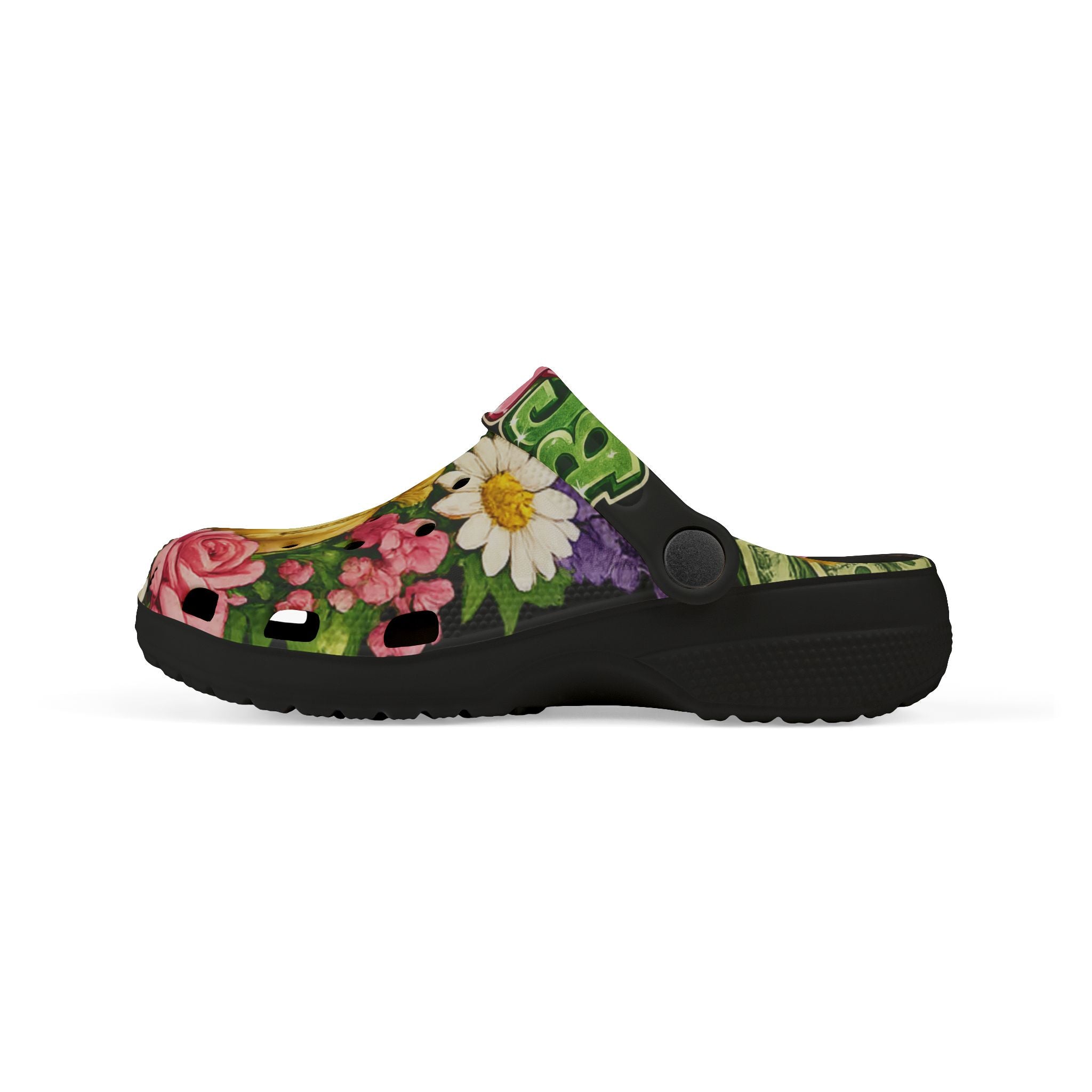 Kid's Foam Clogs (Black) | Pink BG Babies "Flowers & Funds"