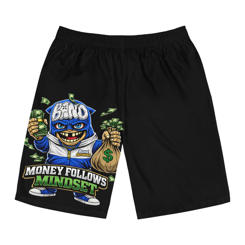 Men's Board Shorts | Blue Goonie "Money Follows Mindset"
