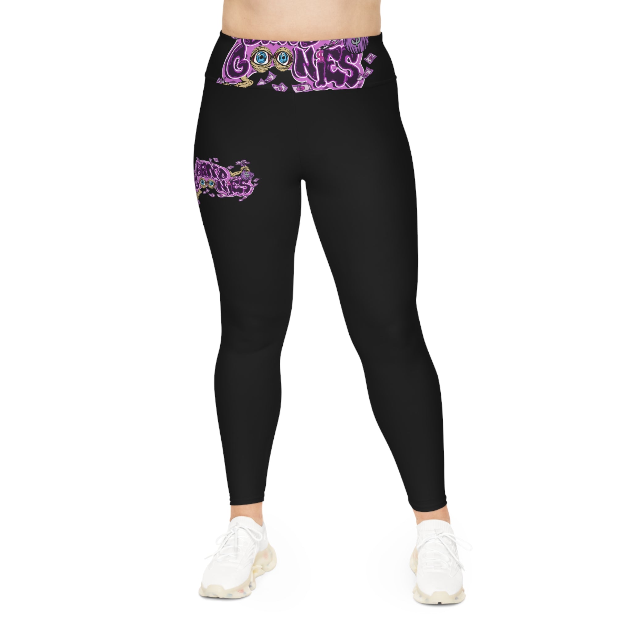 Plus Size Leggings (Black) | Purple Band Goonies