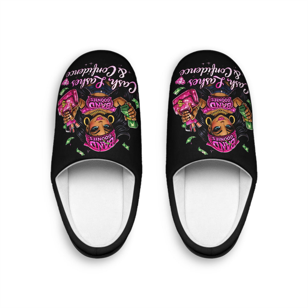 Women's Indoor Slippers | Pink Girl Goonie "Cash, Lashes & Confidence"