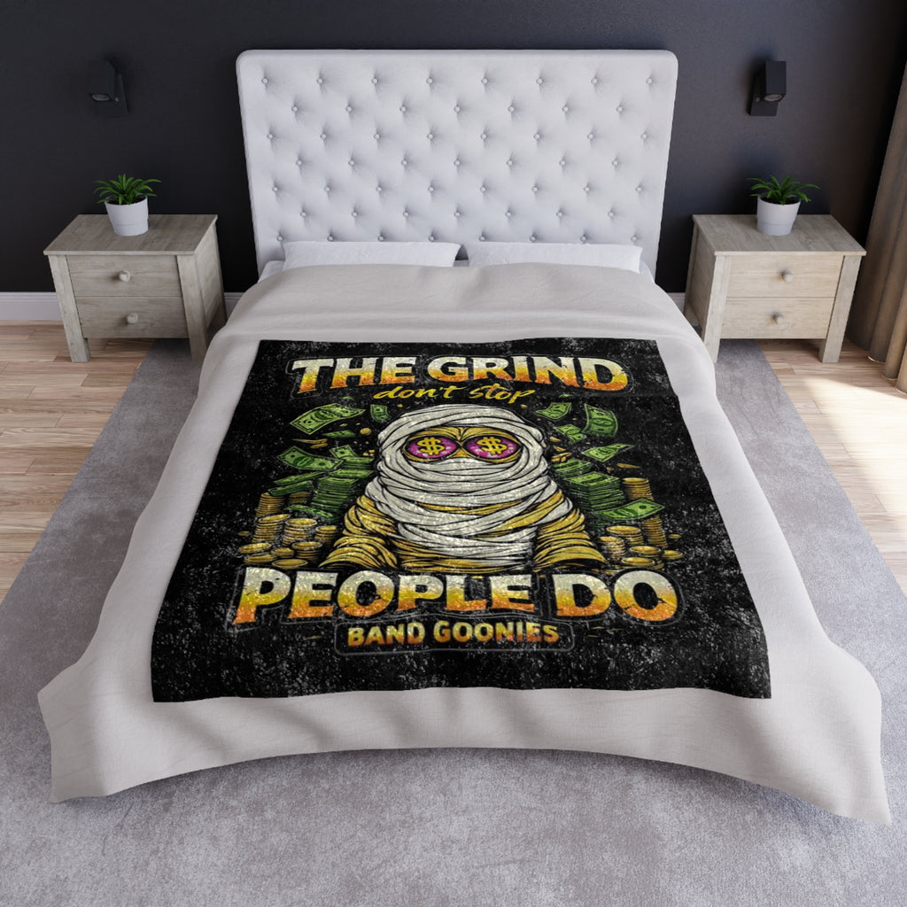 Crushed Velvet Blanket | OG Goonie "The Grind Don't Stop, People Do"