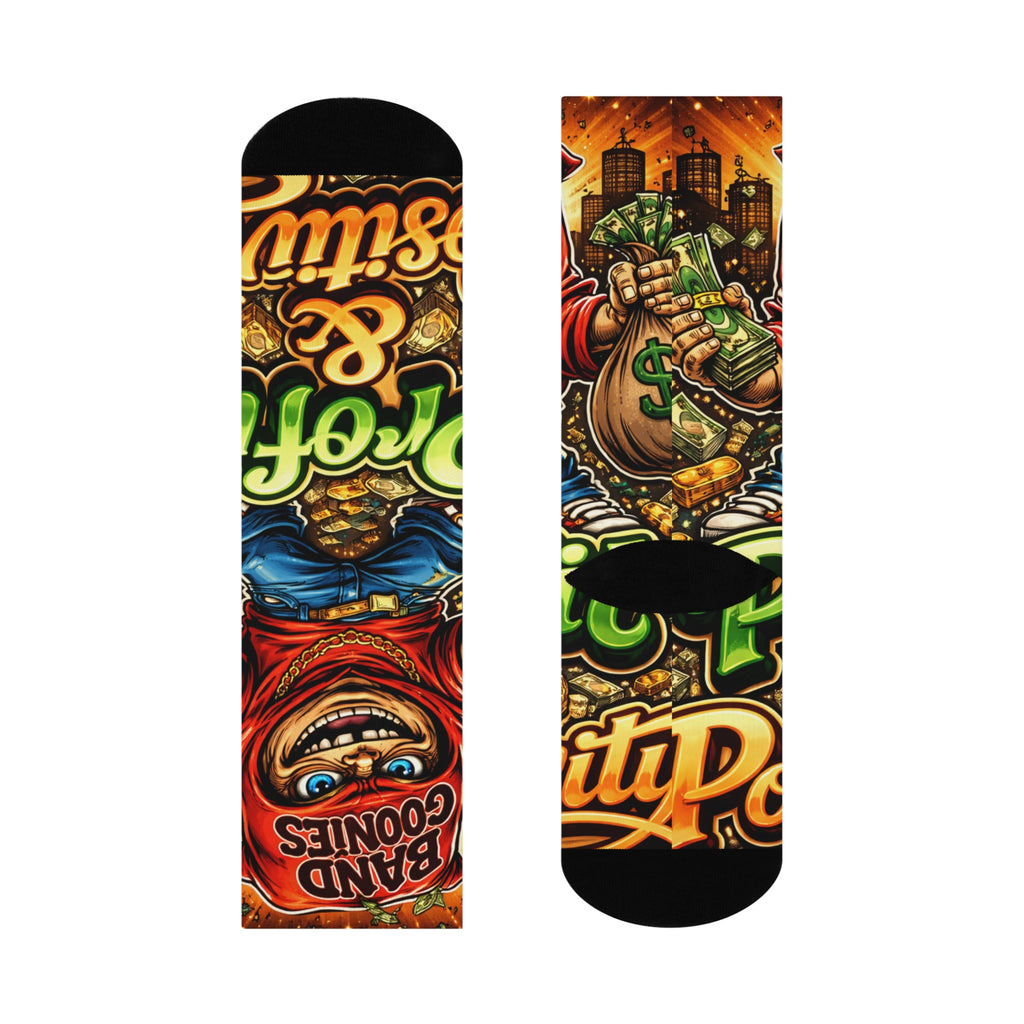 Cushioned Crew Socks "Profit & Positivity" Red Goonie