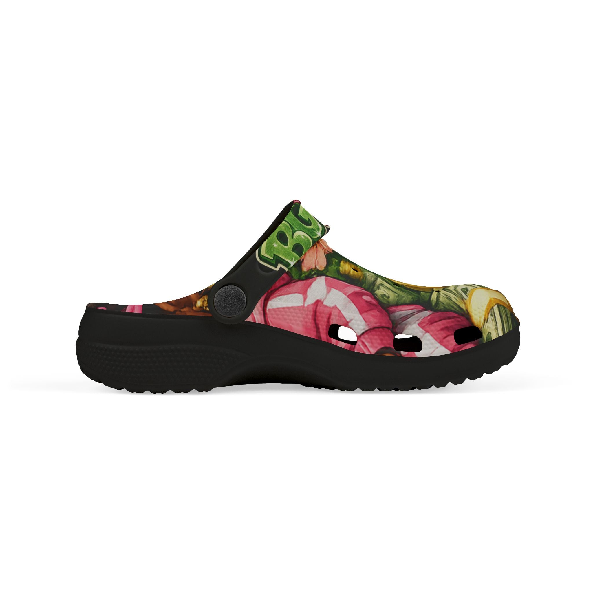 Kid's Foam Clogs (Black) | Pink BG Babies "Flowers & Funds"
