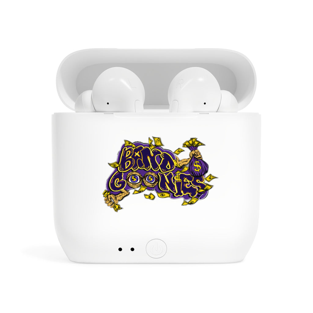 Purple & Yellow Band Goonies Wireless Earbuds