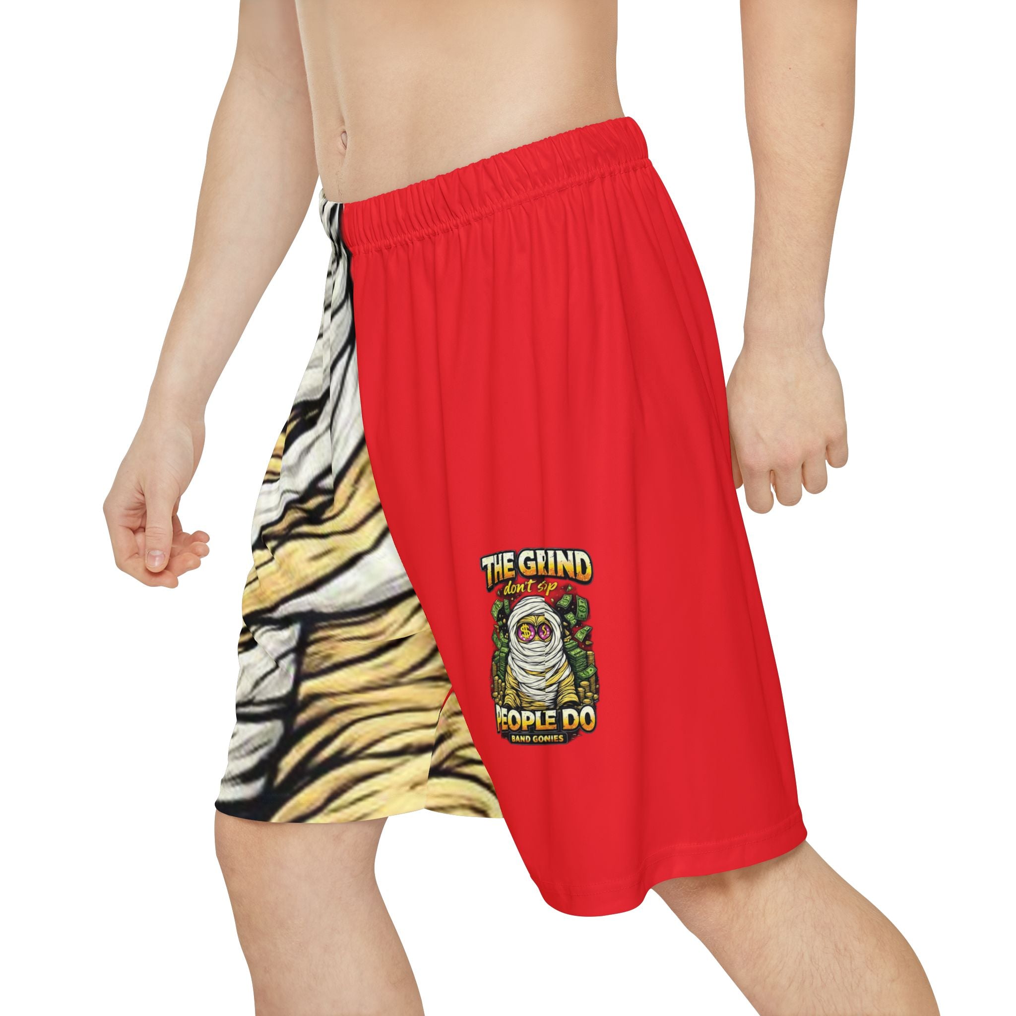 Men’s Sports Shorts (Red) | OG Goonie "The Grind Don't Stop, People Do"