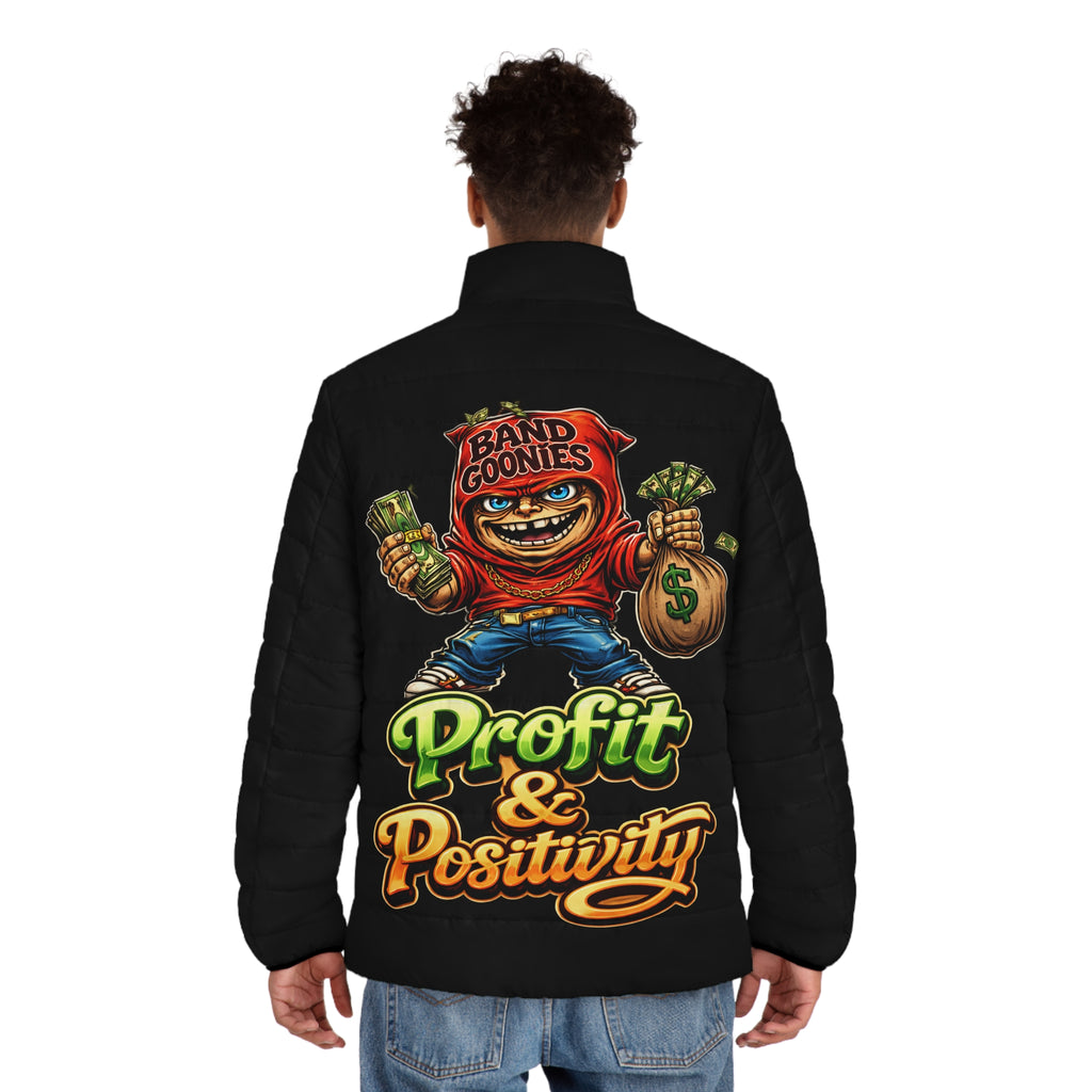 Men's Puffer Jacket "Profit & Positivity" Red Goonie