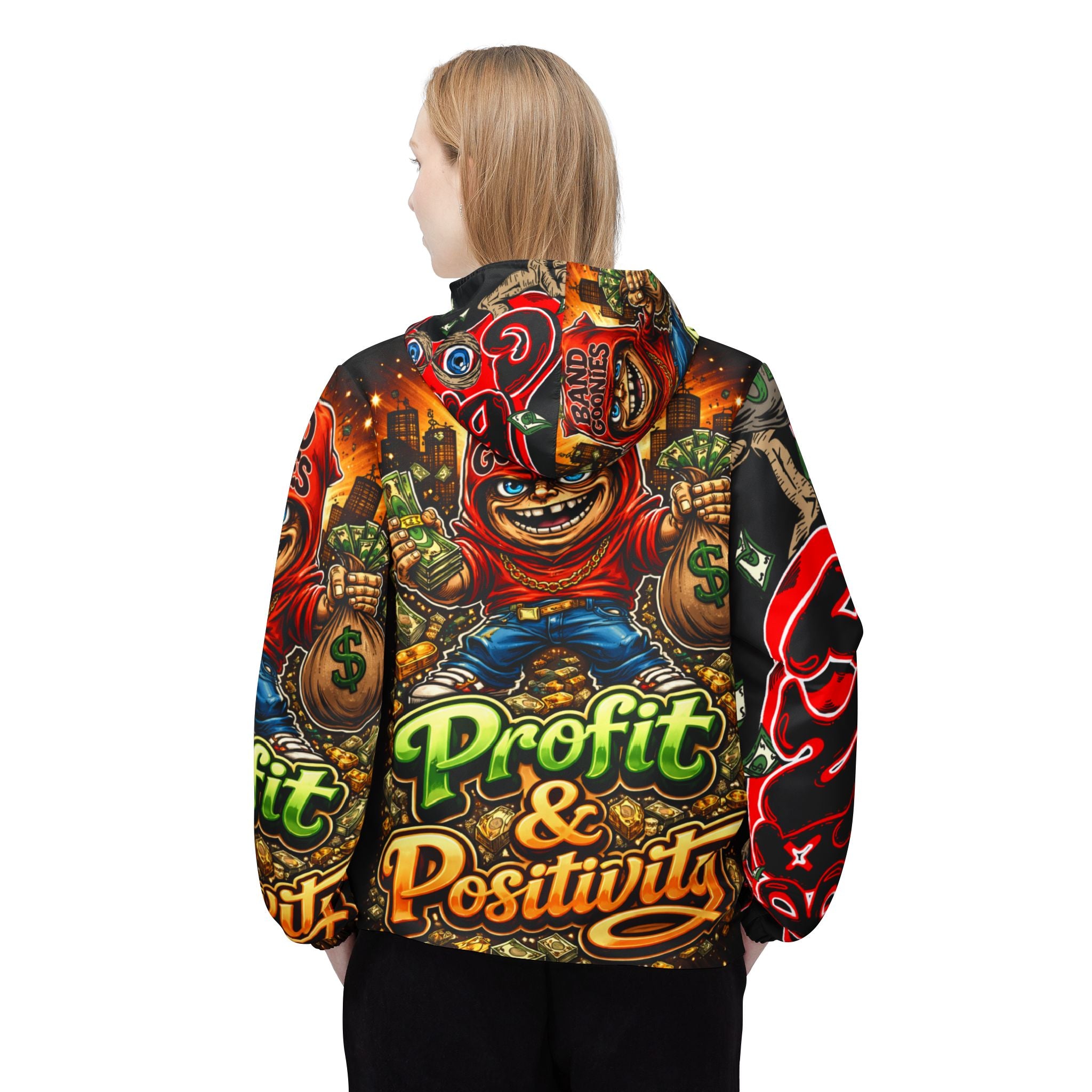 Windbreaker Jacket "Profit & Positivity" Red Goonie
