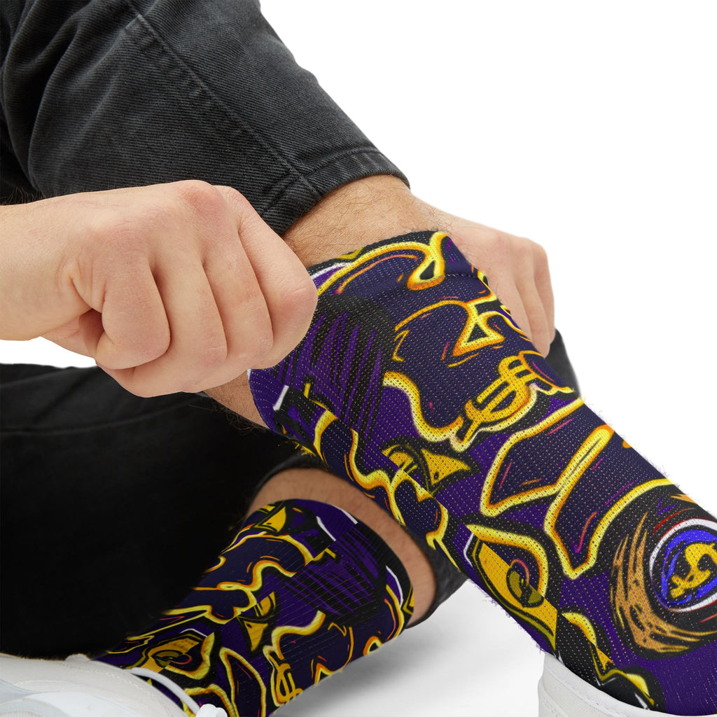Purple & Yellow Band Goonie Socks