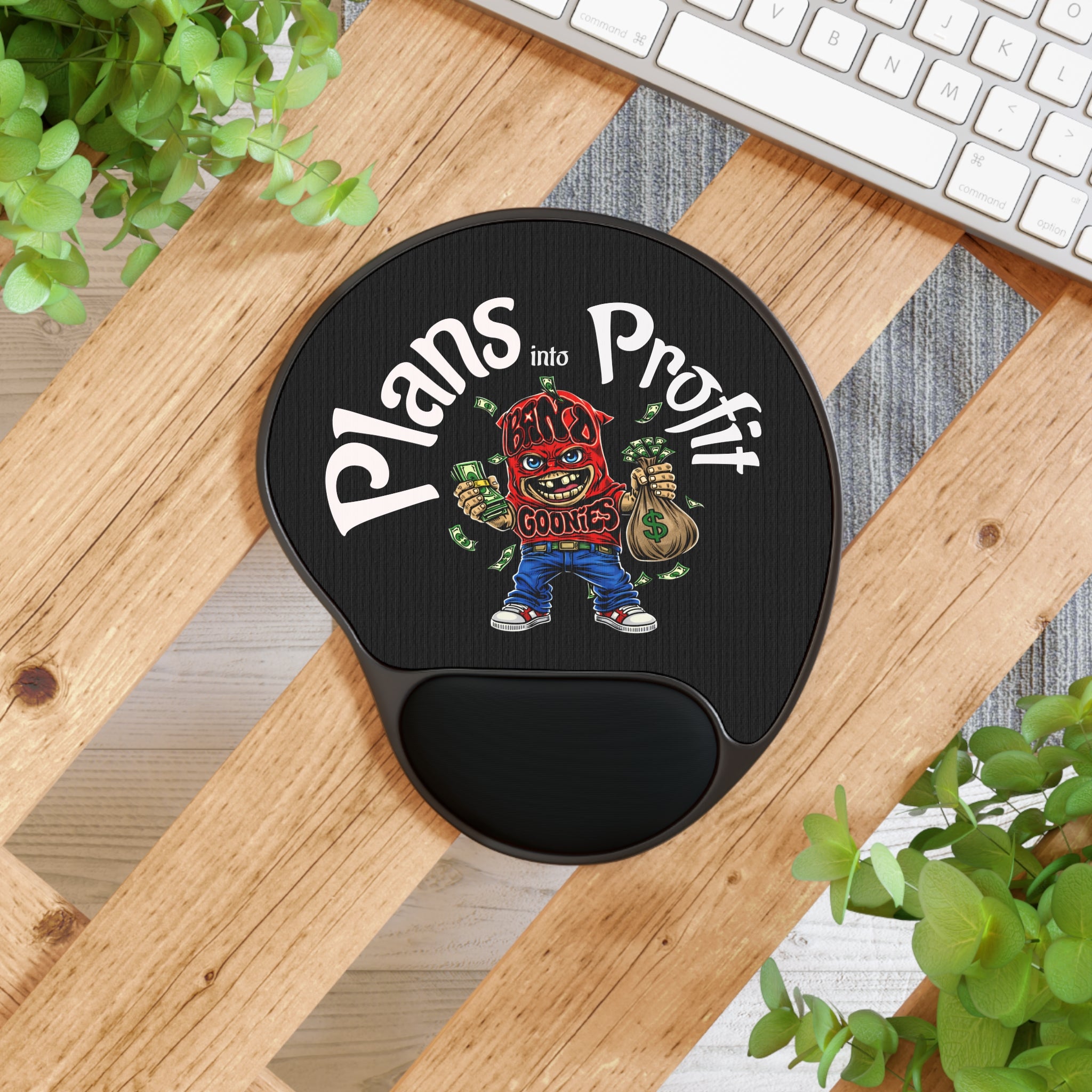 Red Goonie "plans into Profit" Mouse Pad with Wrist Rest