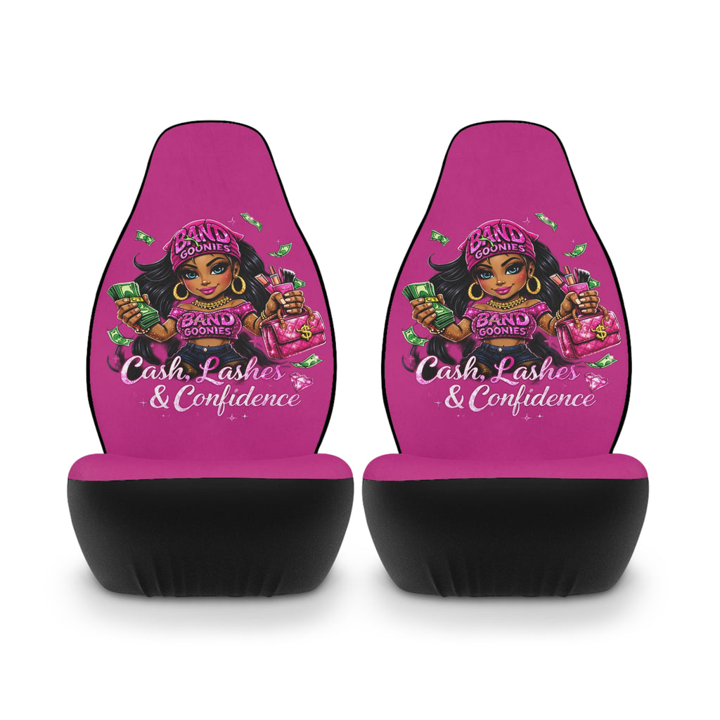 Polyester Car Seat Covers (Pink) | Pink Goonie "Money Mindset"