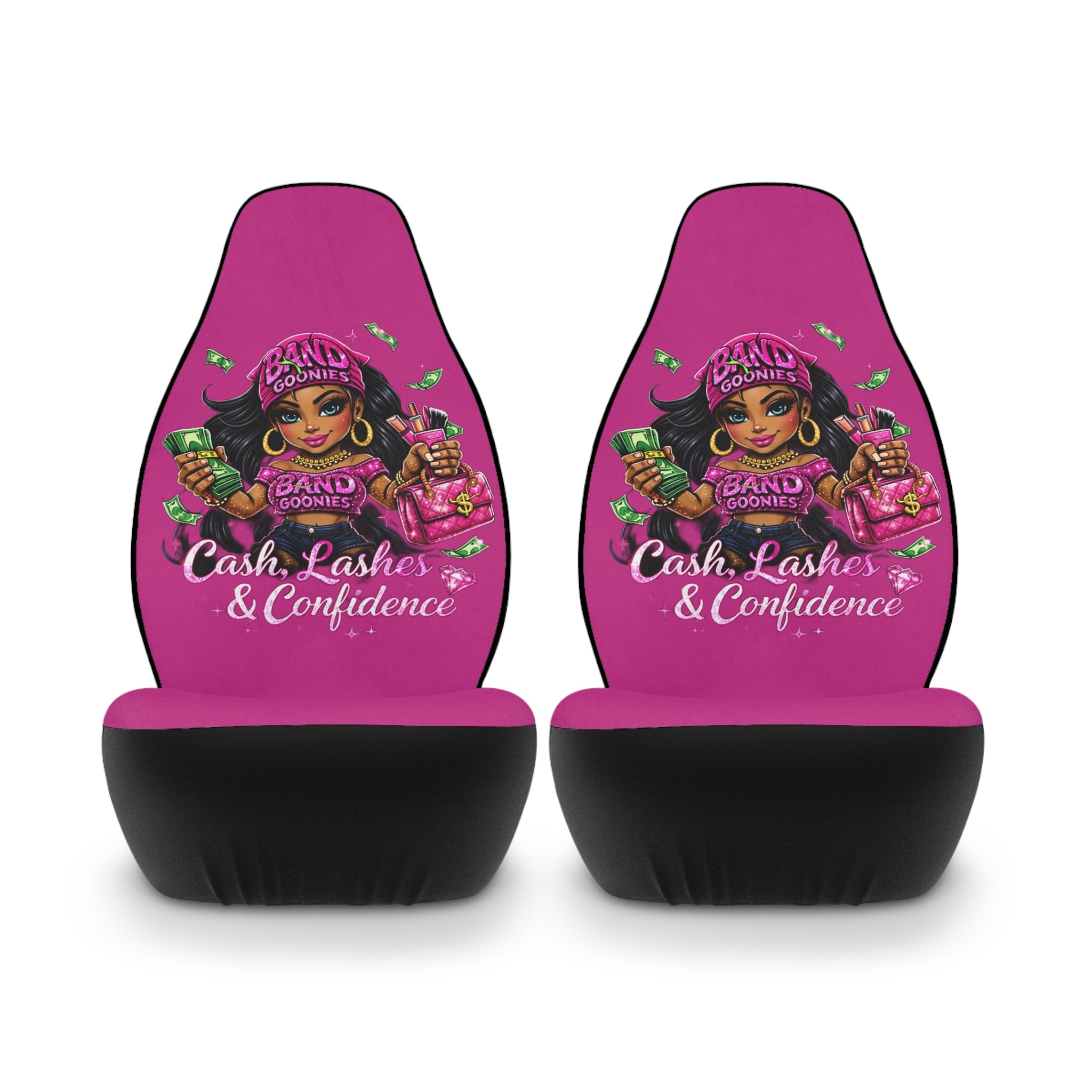 Polyester Car Seat Covers (Pink) | Pink Goonie "Money Mindset"