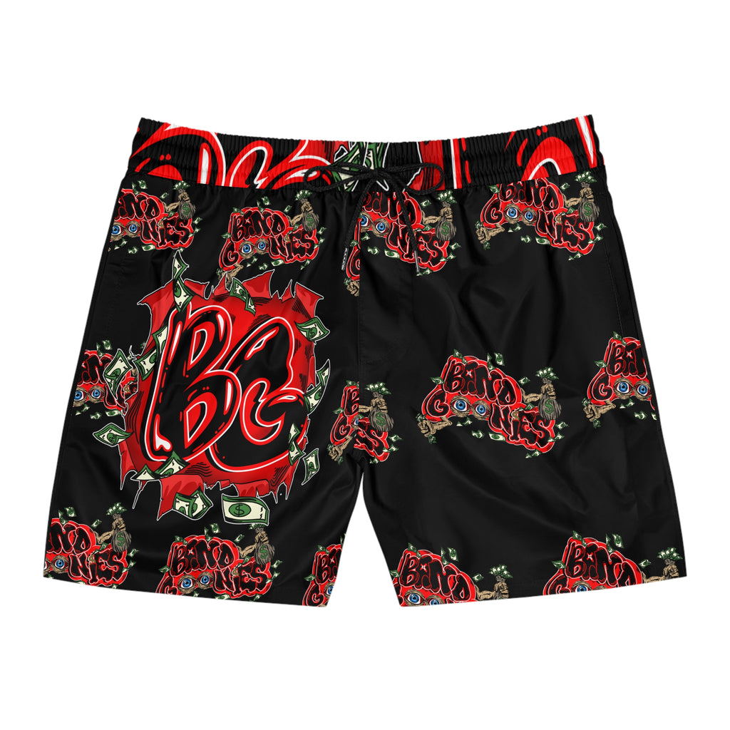 Men's Mid-Length Swim Shorts | Black & Red