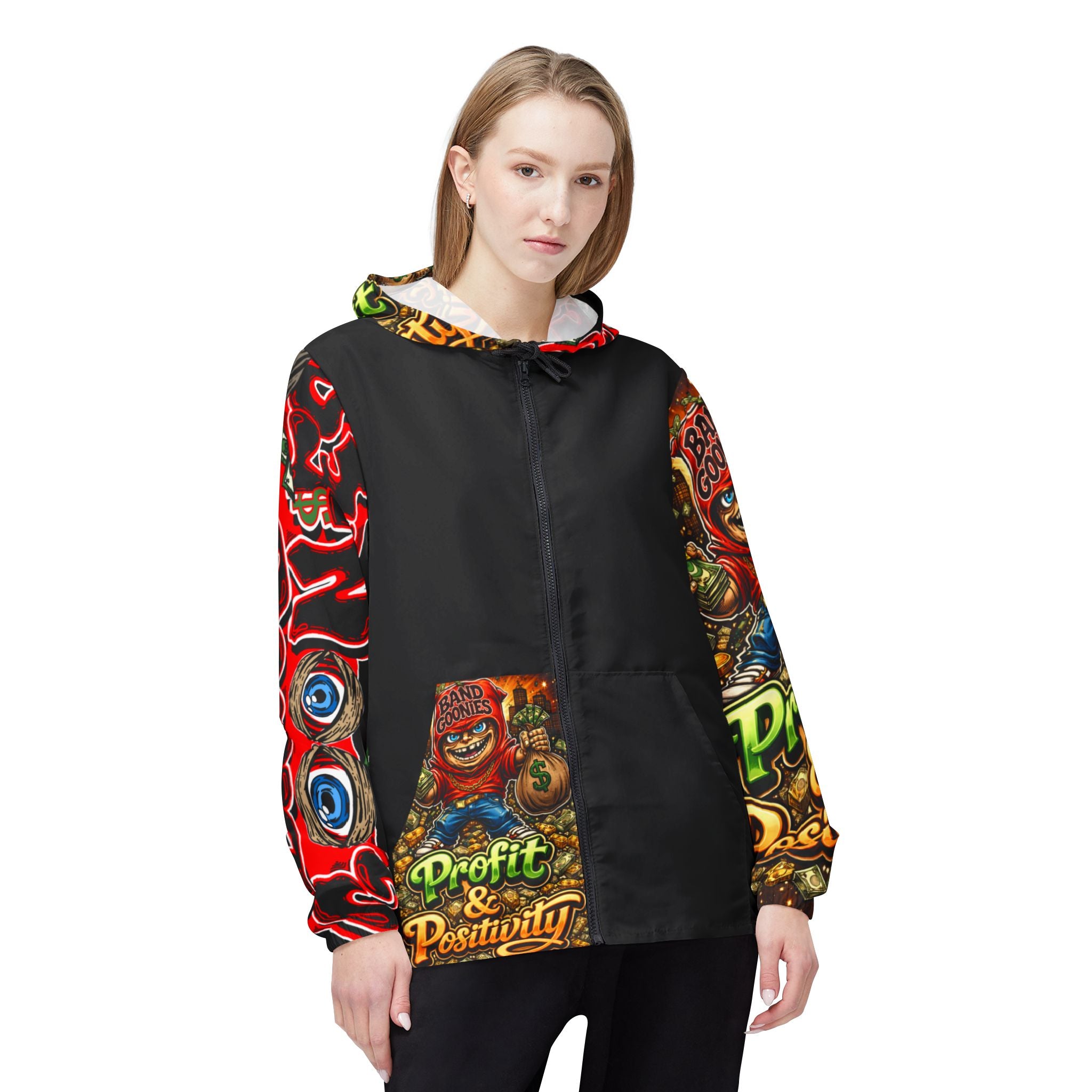 Windbreaker Jacket "Profit & Positivity" Red Goonie