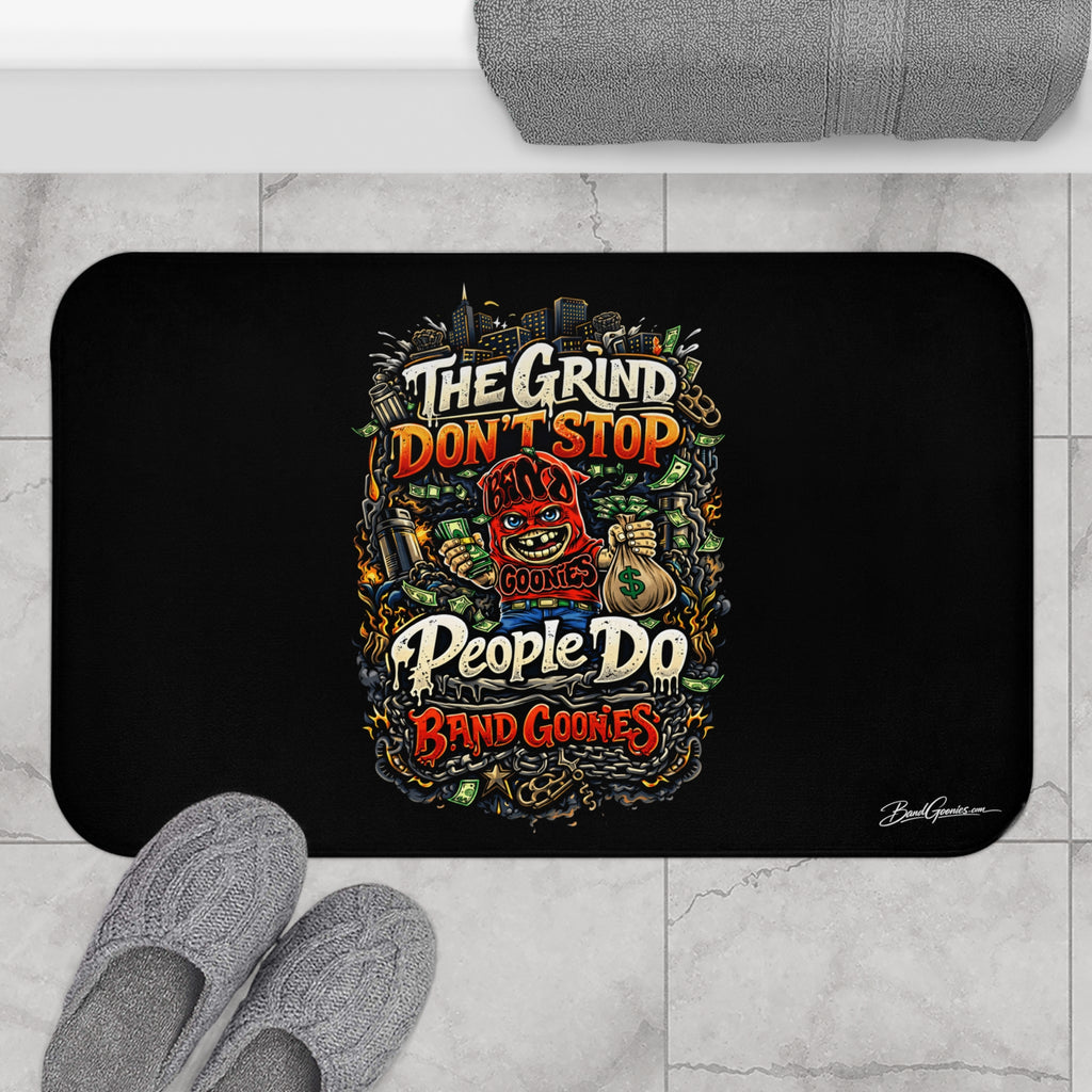 Bathroom Shower Mat | Red Goonie "The Grind Don't, Stop people Do"
