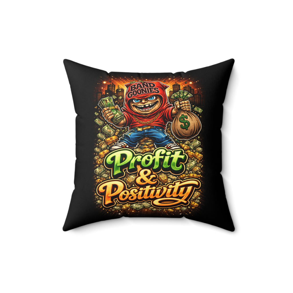 Polyester Square Pillow | Red Goonie "Profit & Positivity"