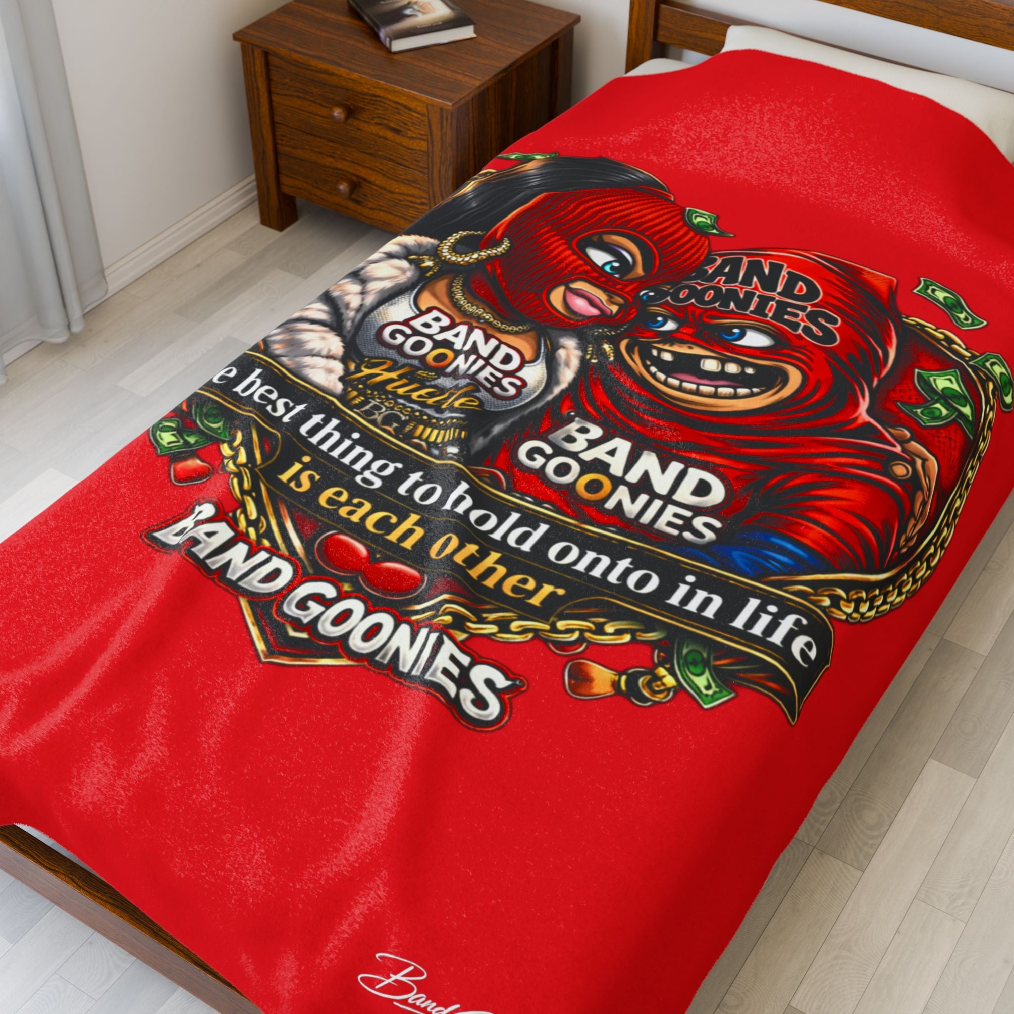Love Velveteen Plush Blanket (Red) | Red Goonie Couple "A Journey of a Thousand Miles Begins with a Single Step"