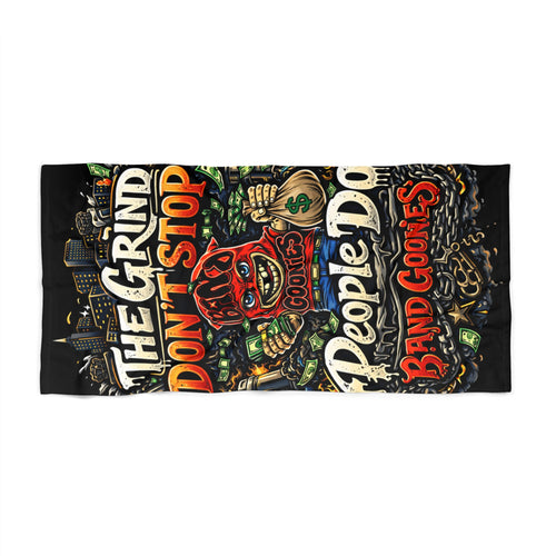 Beach Towel | Red Goonie "The Grind Don't Stop, People Do"