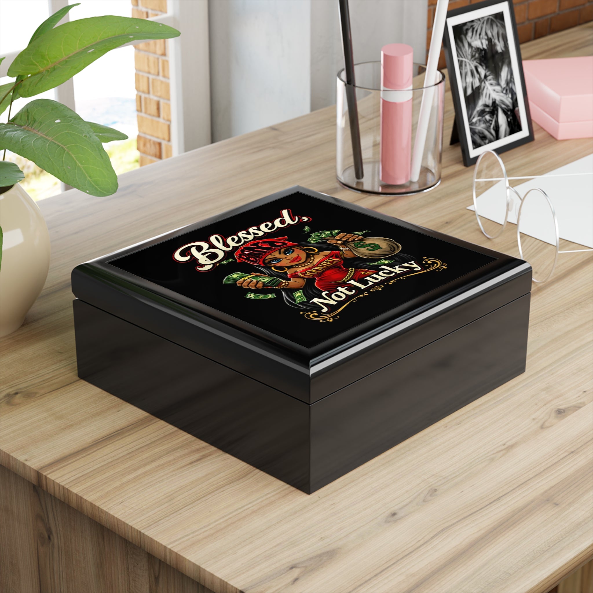 Jewelry Box | Red Girl Goonie "Blessed, not Lucky"