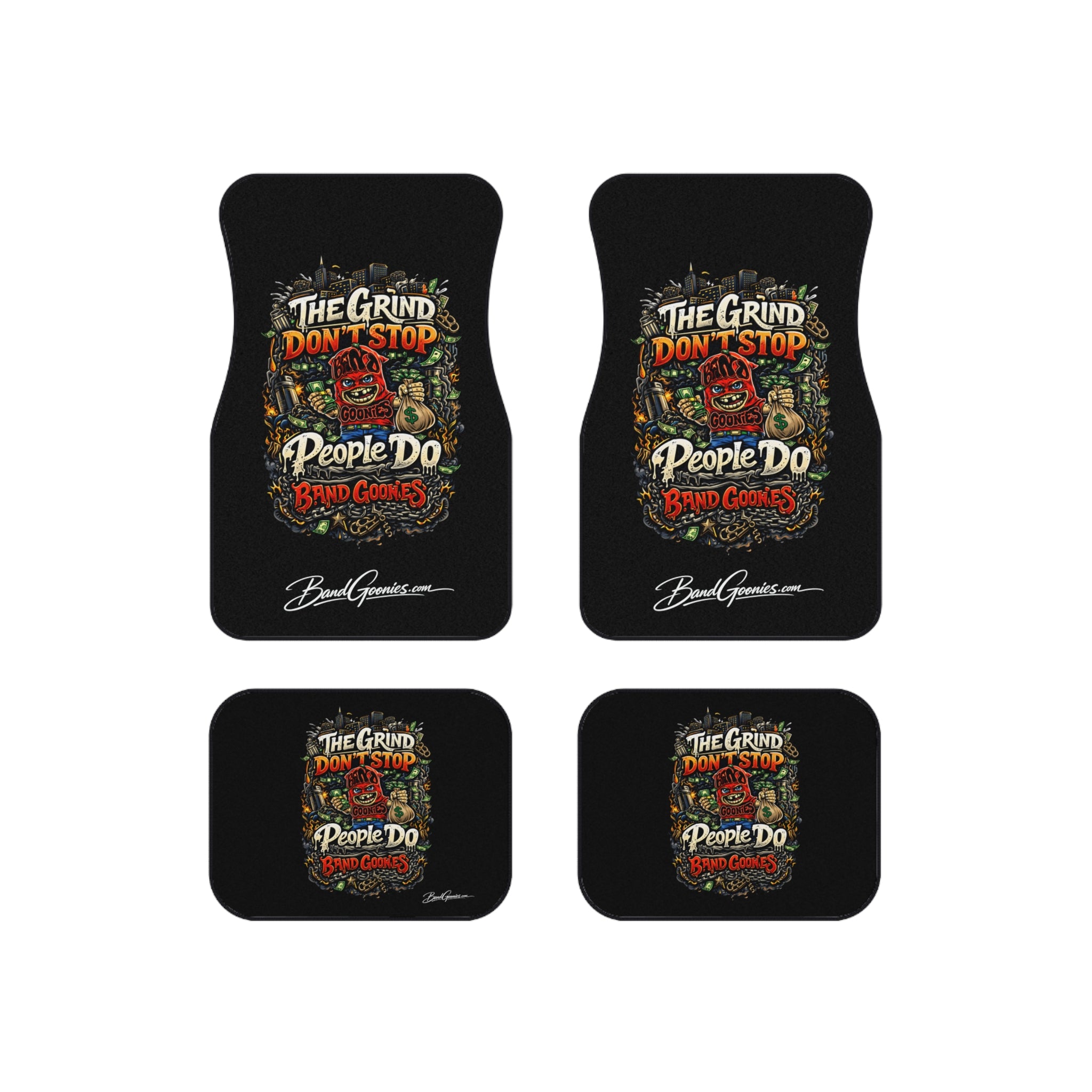 Car Mats (Set of 4) | Red Goonie "The Grind Don't Stop, People Do"