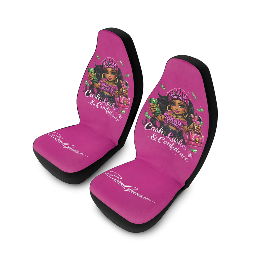 Polyester Car Seat Covers (Pink) | Pink Goonie "Money Mindset"