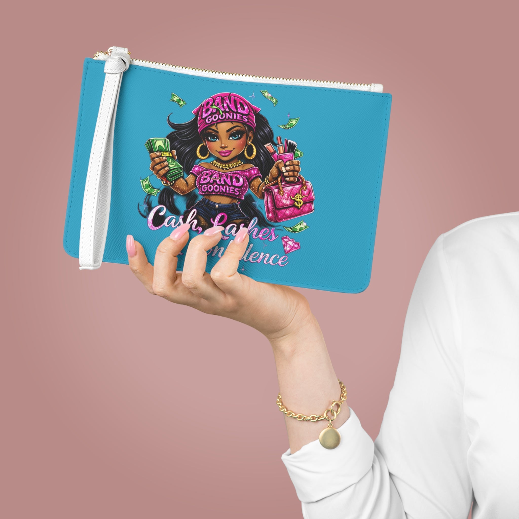 Clutch Bag | Pink Girl Goonie "Cash, Lashes & Confidence"
