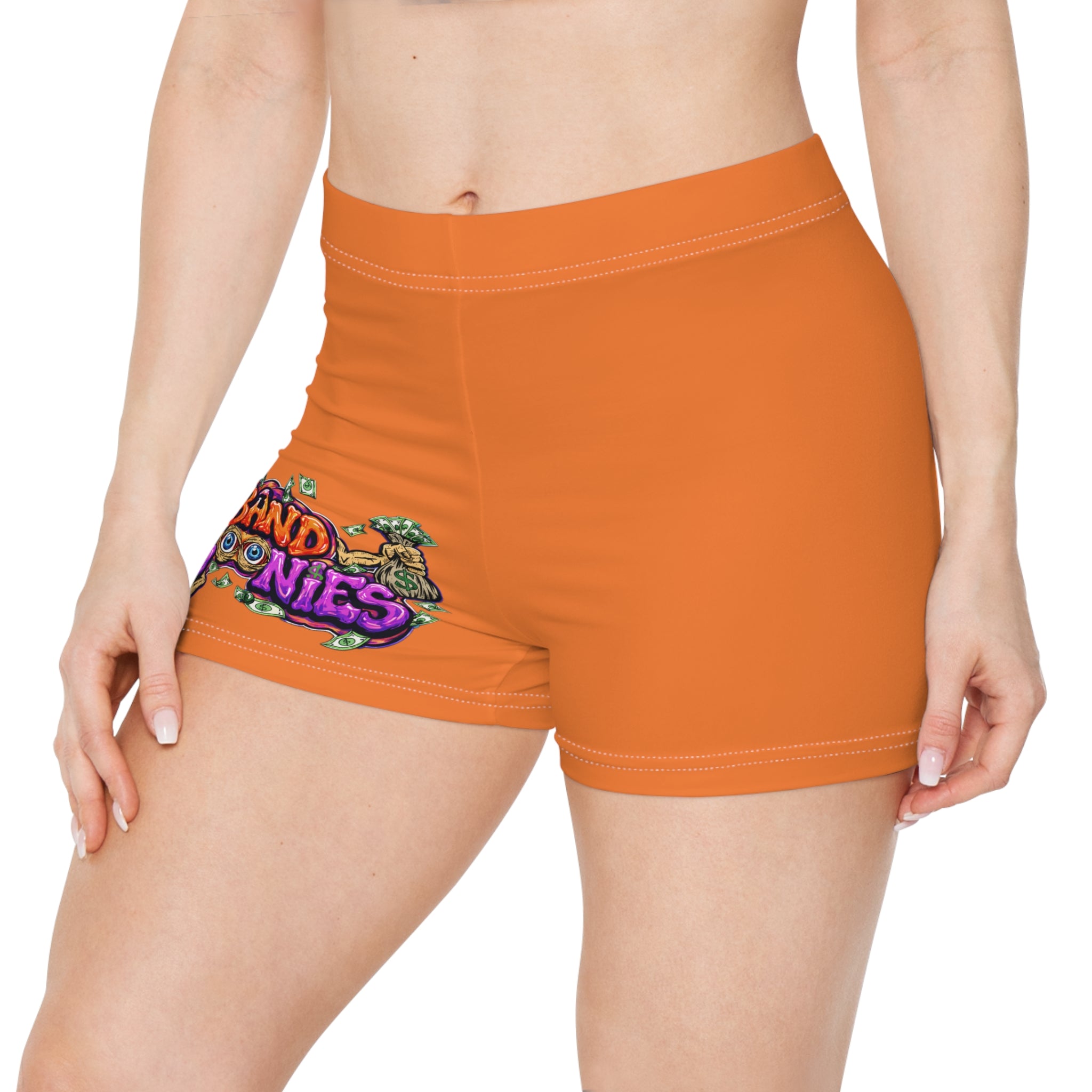 Women's Shorts (Orange) | Orange & Purple Band Goonies