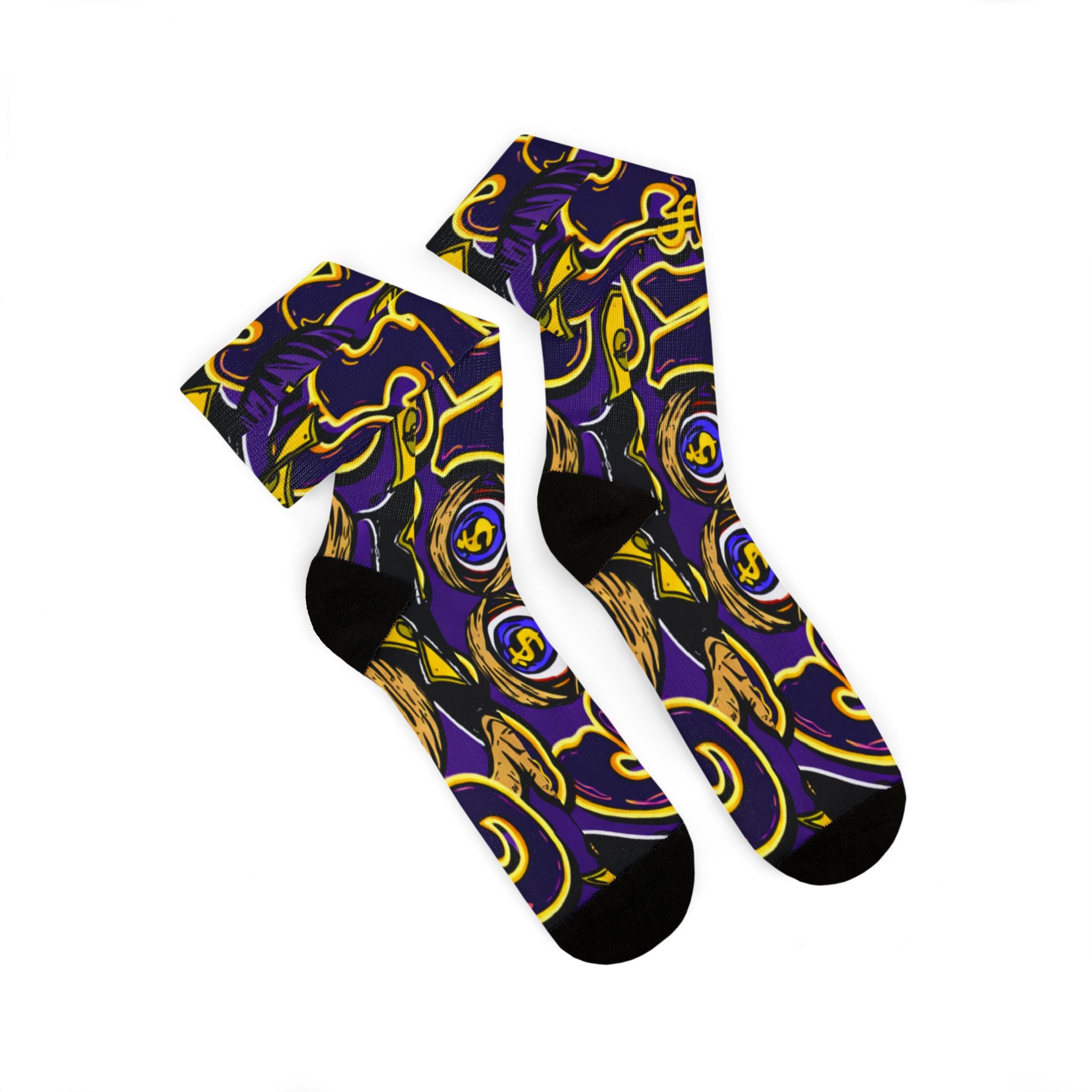 Purple & Yellow Band Goonie Socks