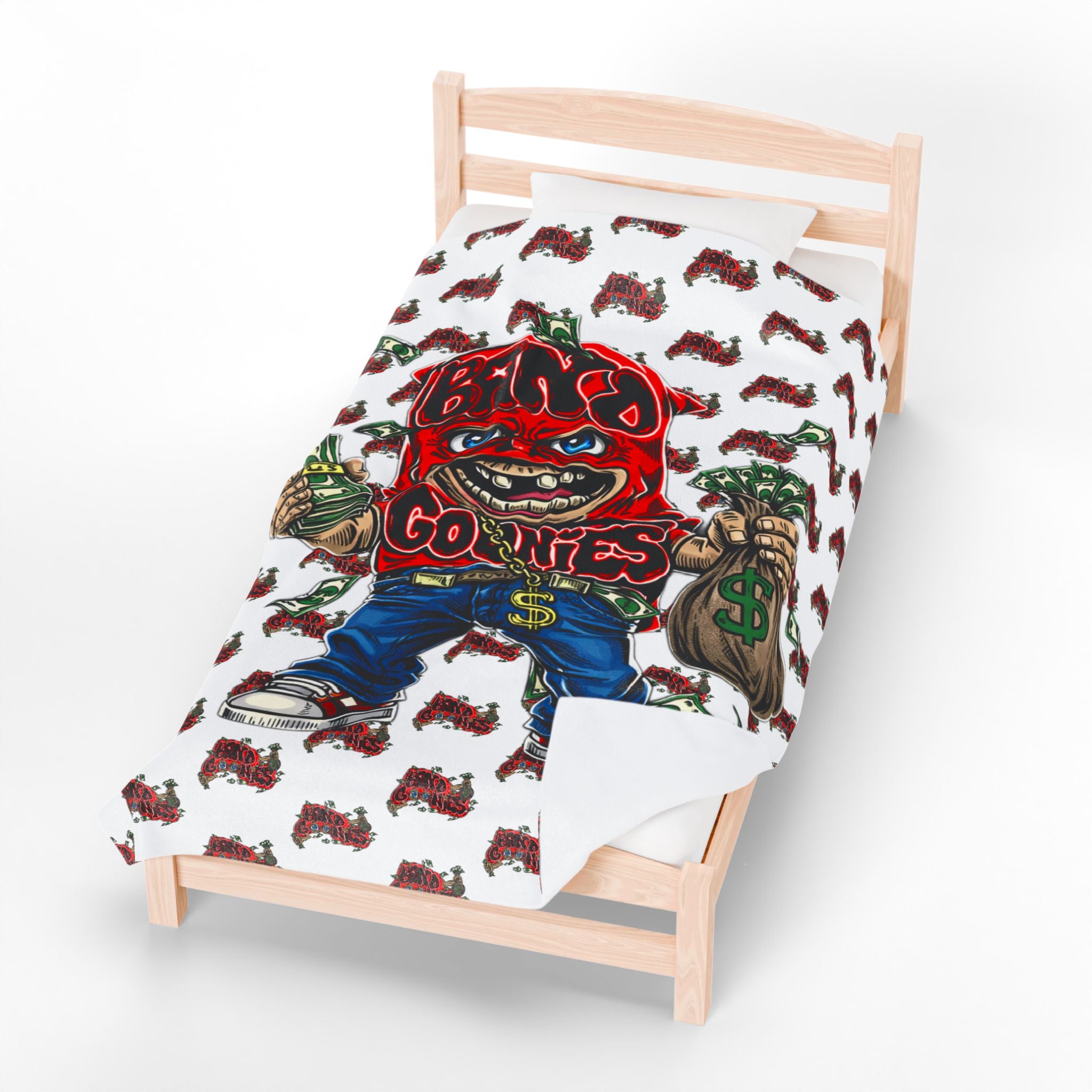 Velveteen Plush Blanket (White) | Red Goonie (60" x 80")