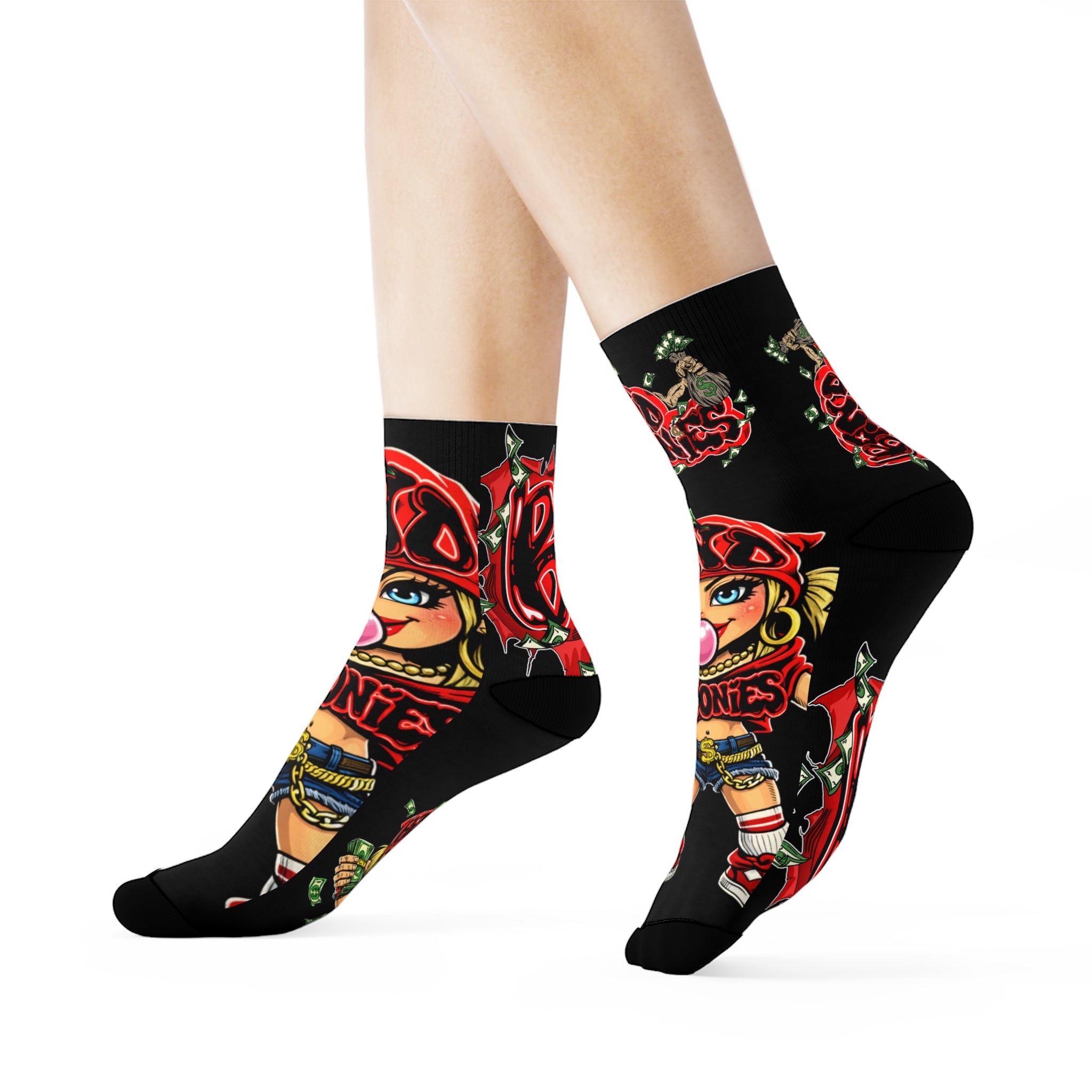 Red Girl Goonie Crew Socks