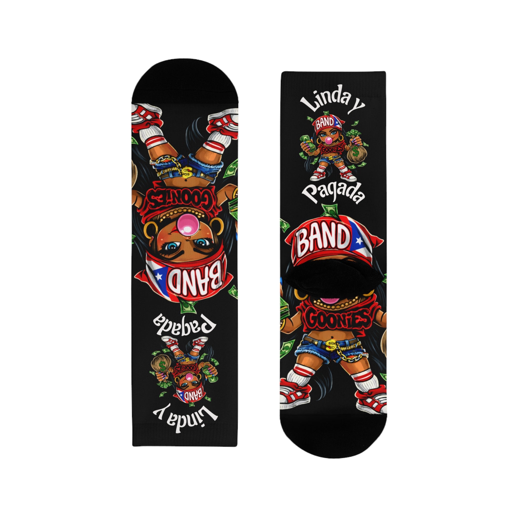 "Linda y Pagada" (Cute & Paid) Girl Goonie Crew Socks