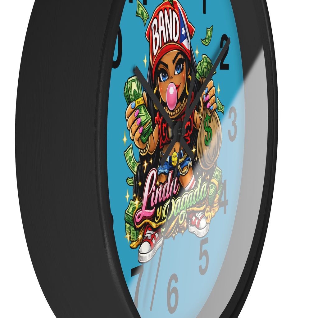 Wall Clock | Girl Goonie "Linda y Pagada" (Round 10" x 10")
