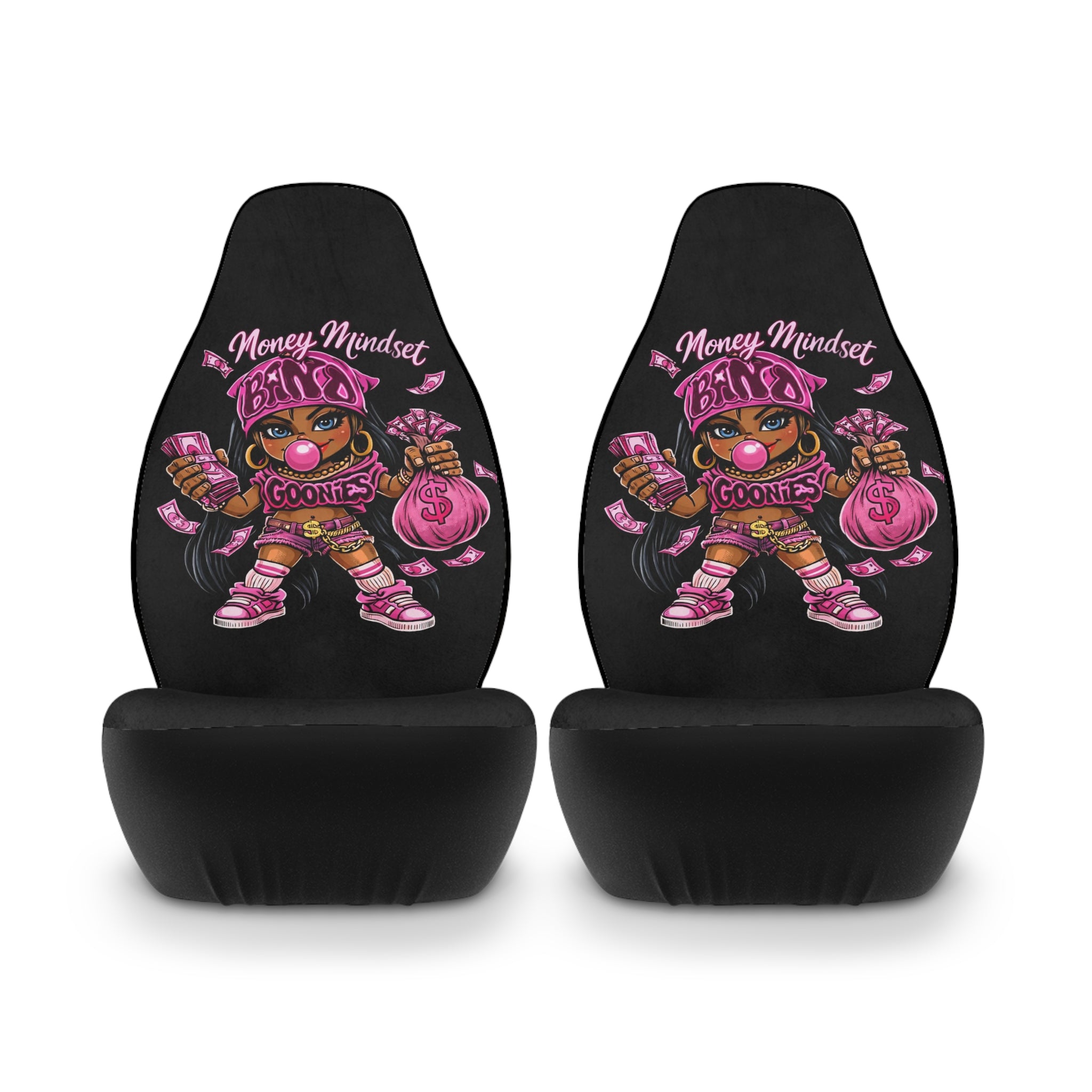 Polyester Car Seat Covers | Pink Goonie "Money Mindset"