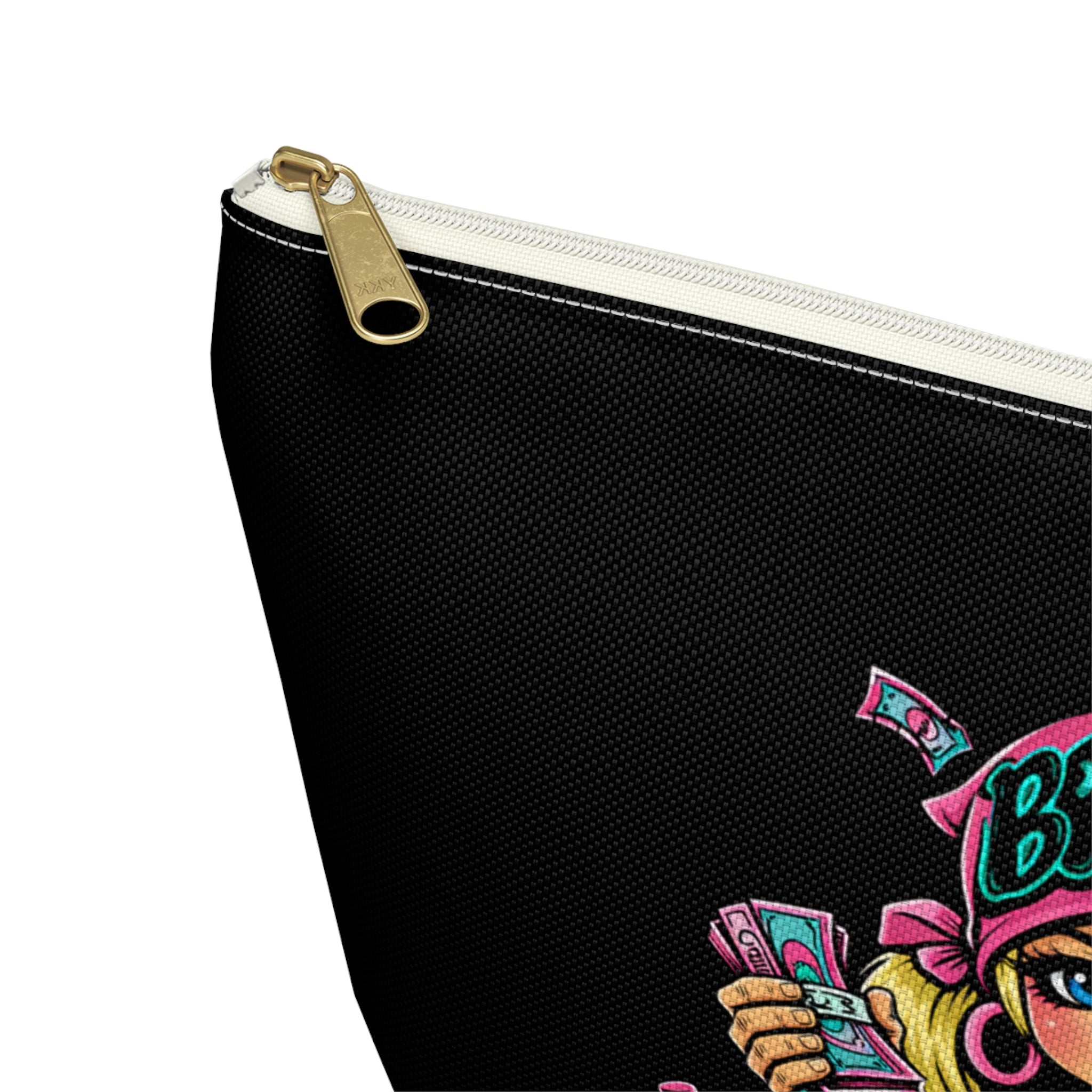 Accessory Pouch w T-bottom | Pink Girl Goonie "Money & Mascara"