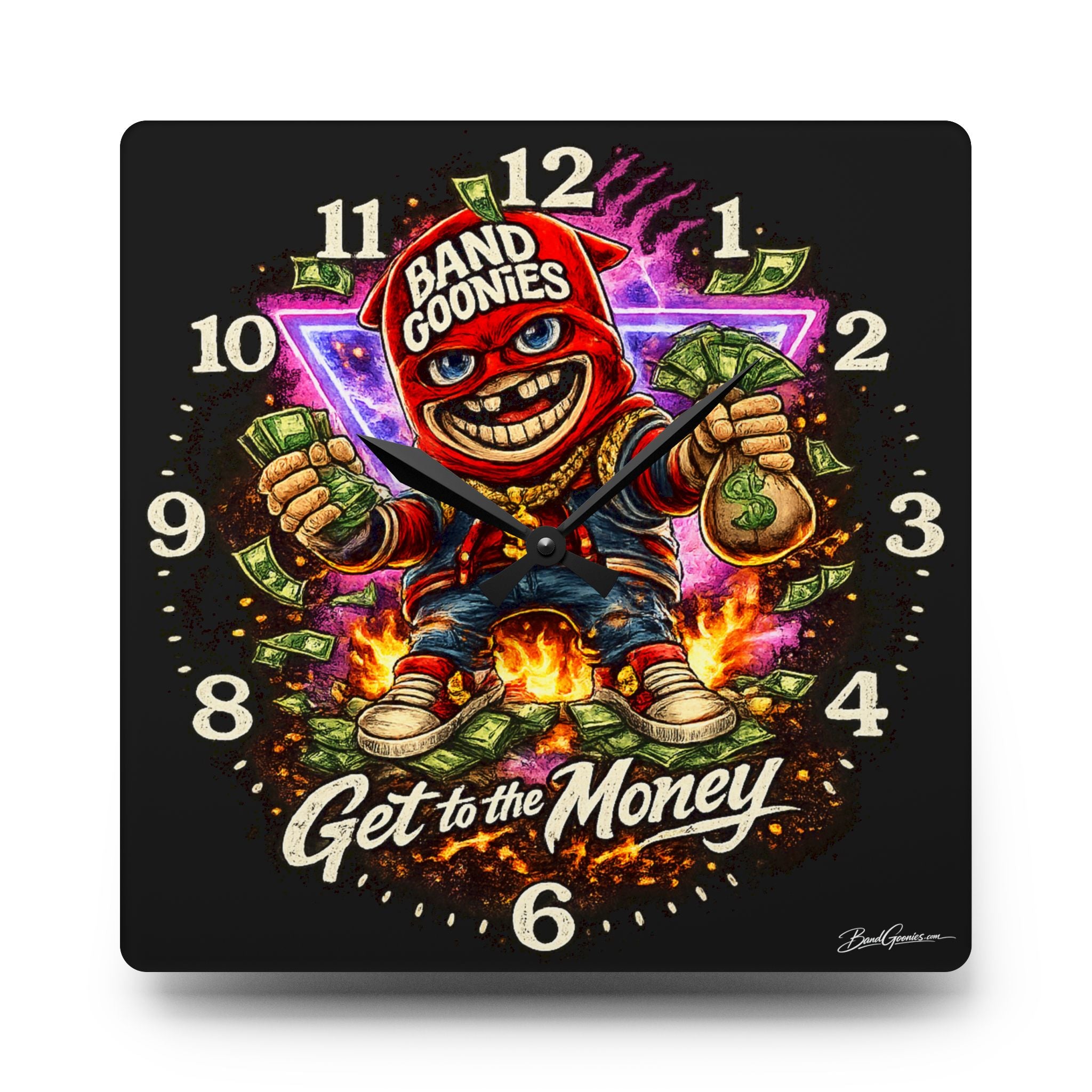Acrylic Wall Clock | Red Band Goonie "Get to the Money"