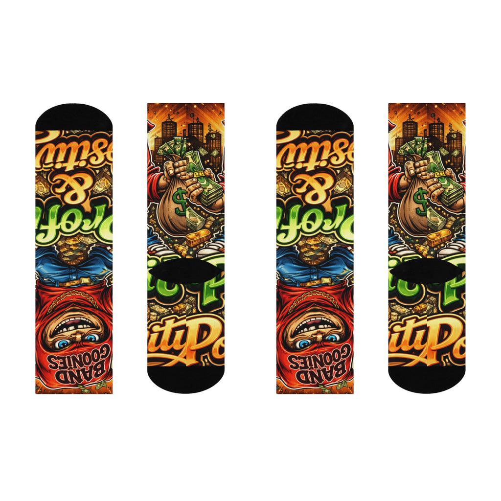 Cushioned Crew Socks "Profit & Positivity" Red Goonie