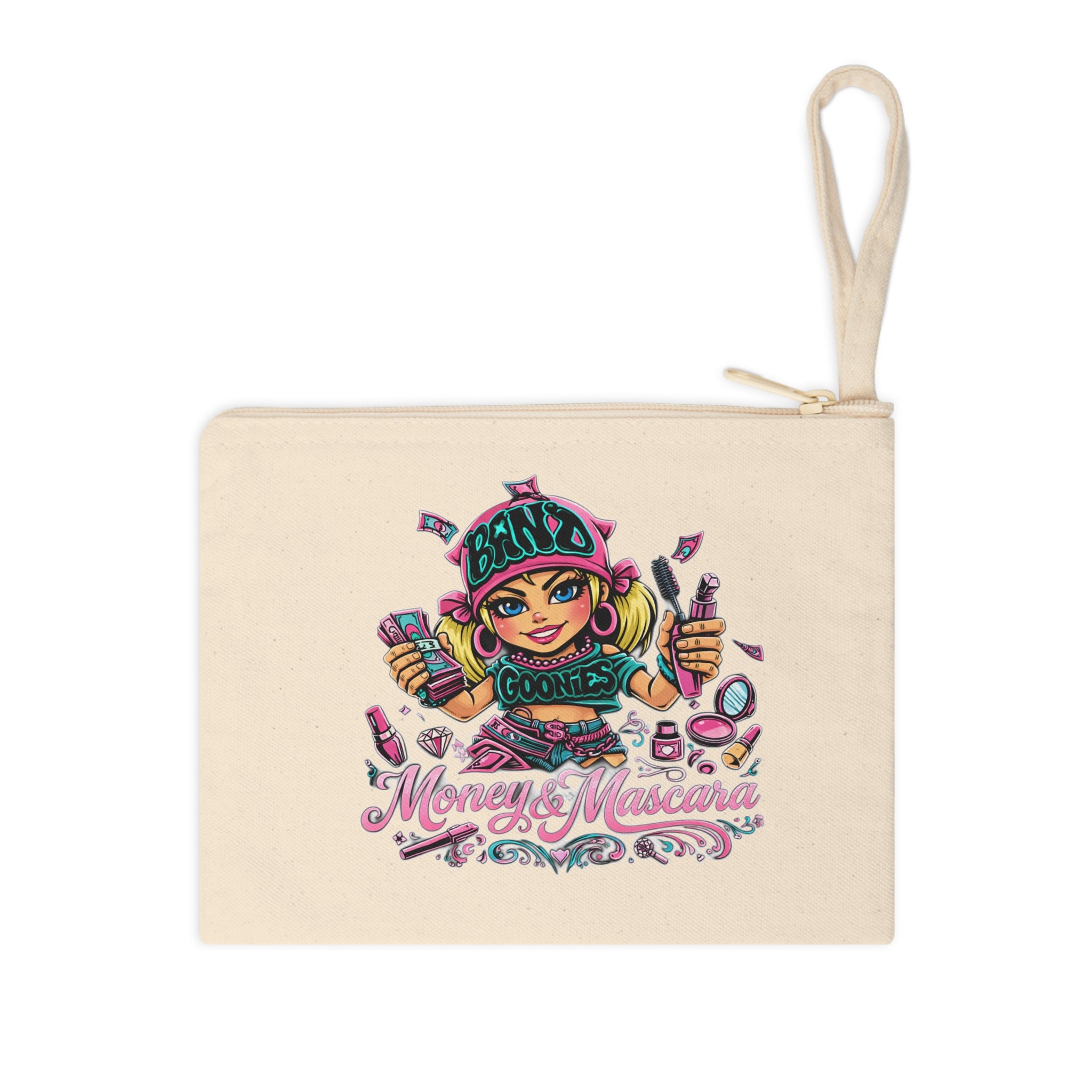 Accessory Zipper Pouch | Pink Girl Goonie "Money & Mascara"