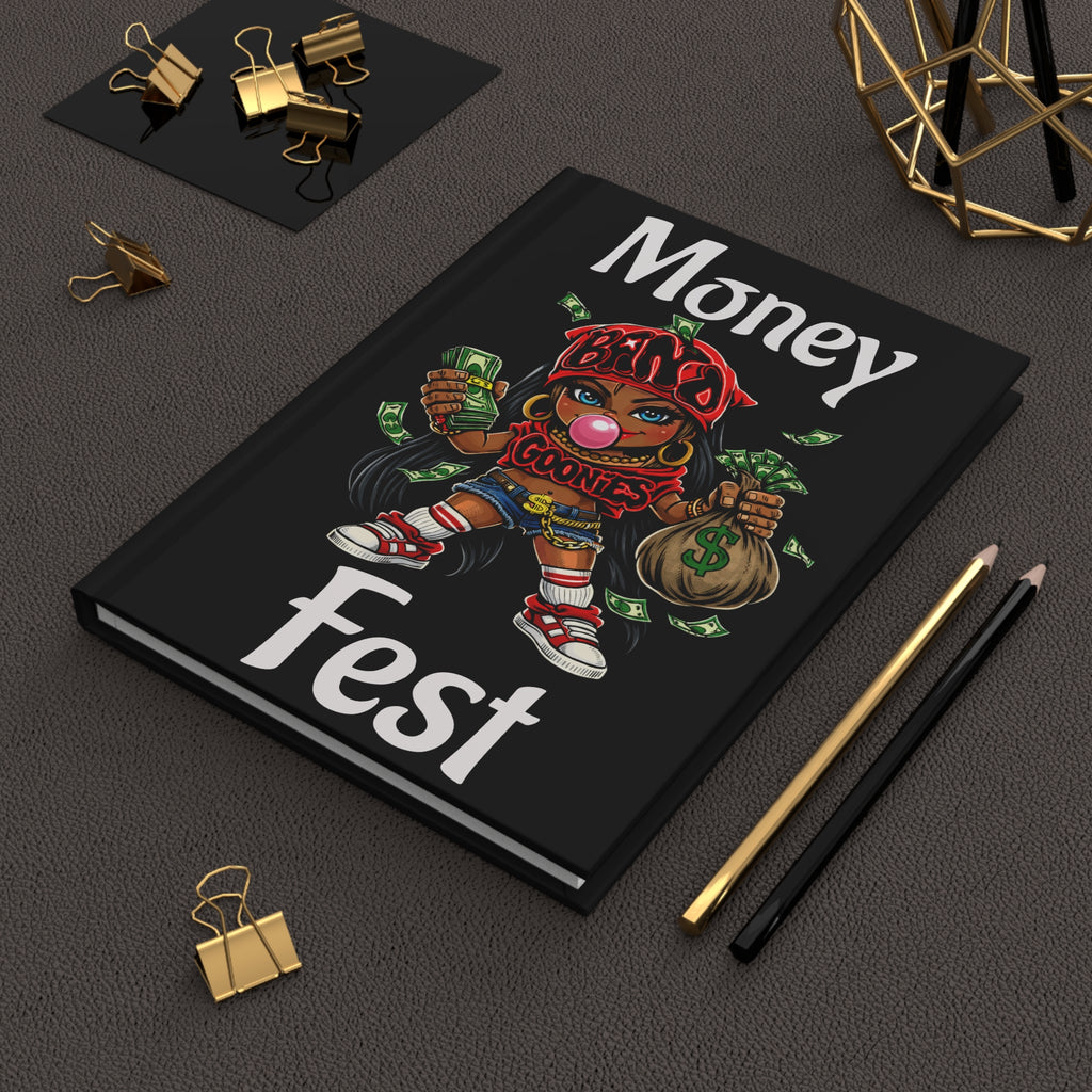 Hardcover Journal Matte Finish | "Money Fest" Red Girl Goonie (75 Sheets)