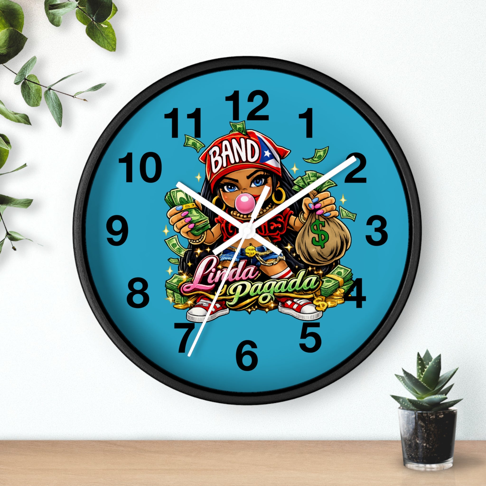 Wall Clock | Girl Goonie "Linda y Pagada" (Round 10" x 10")
