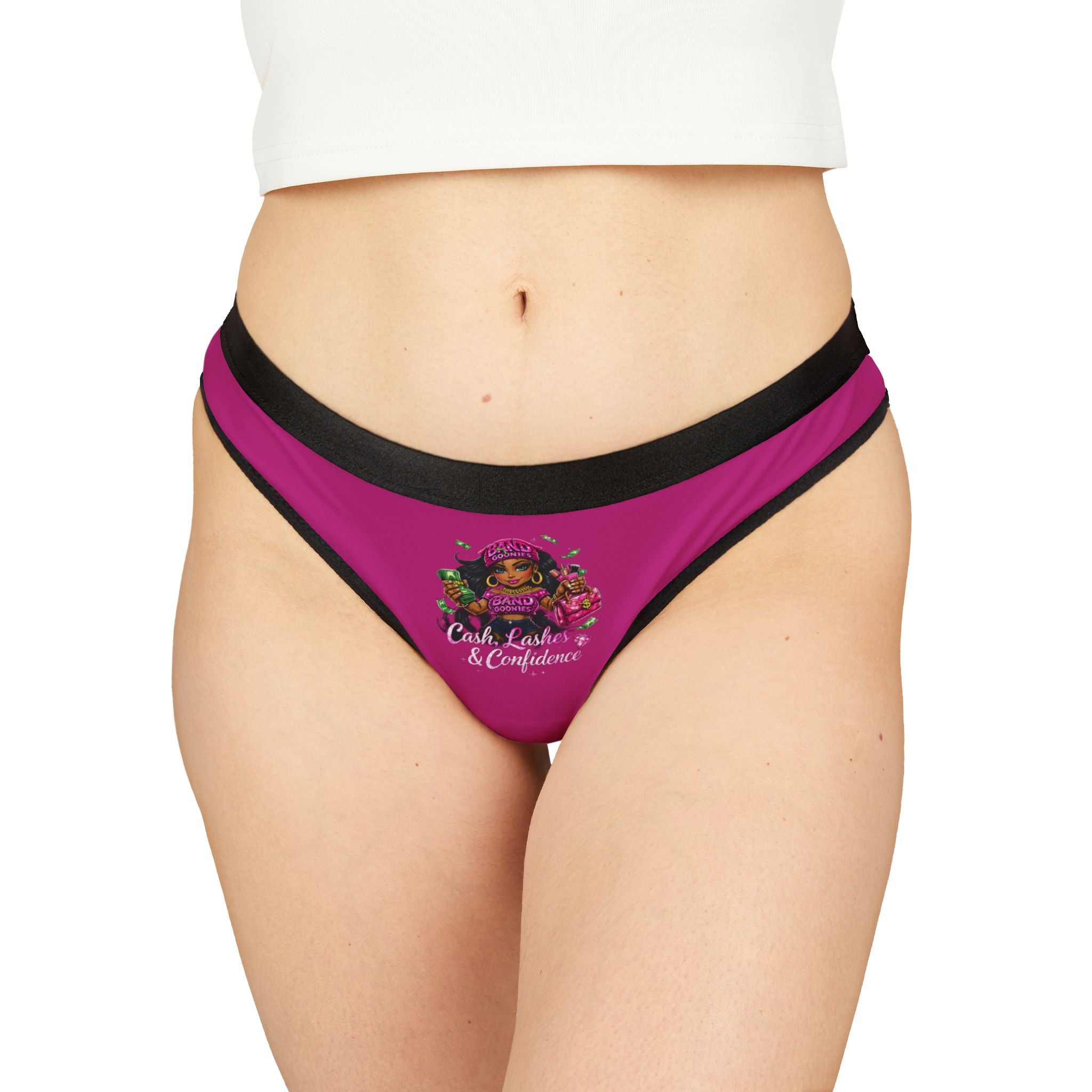 Women's Thongs (Fushia) | Pink Girl Goonie "Cash, Lashes & Confidence"