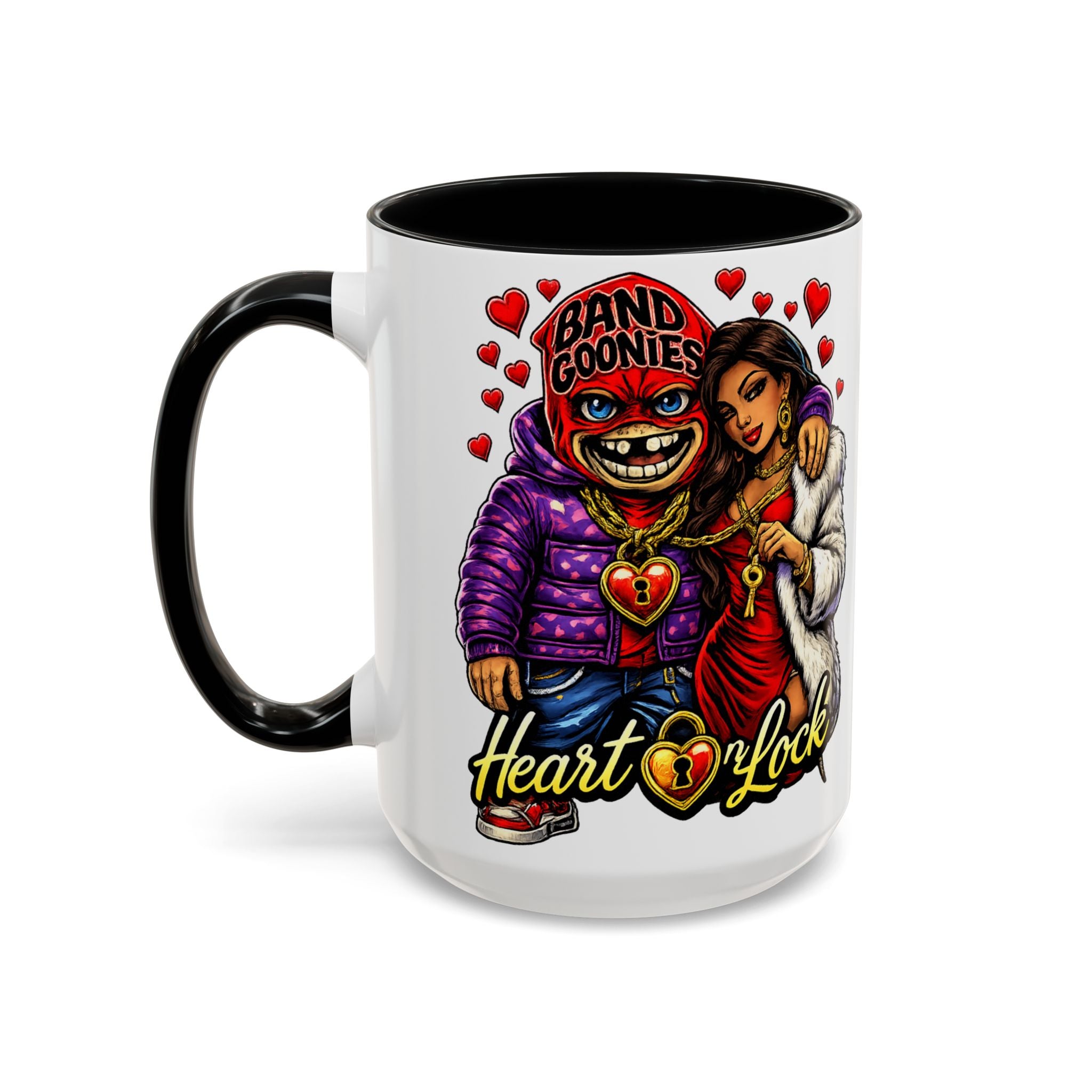 Accent Coffee Mug (15oz) | Red Goonie Couple "Heart on Lock"