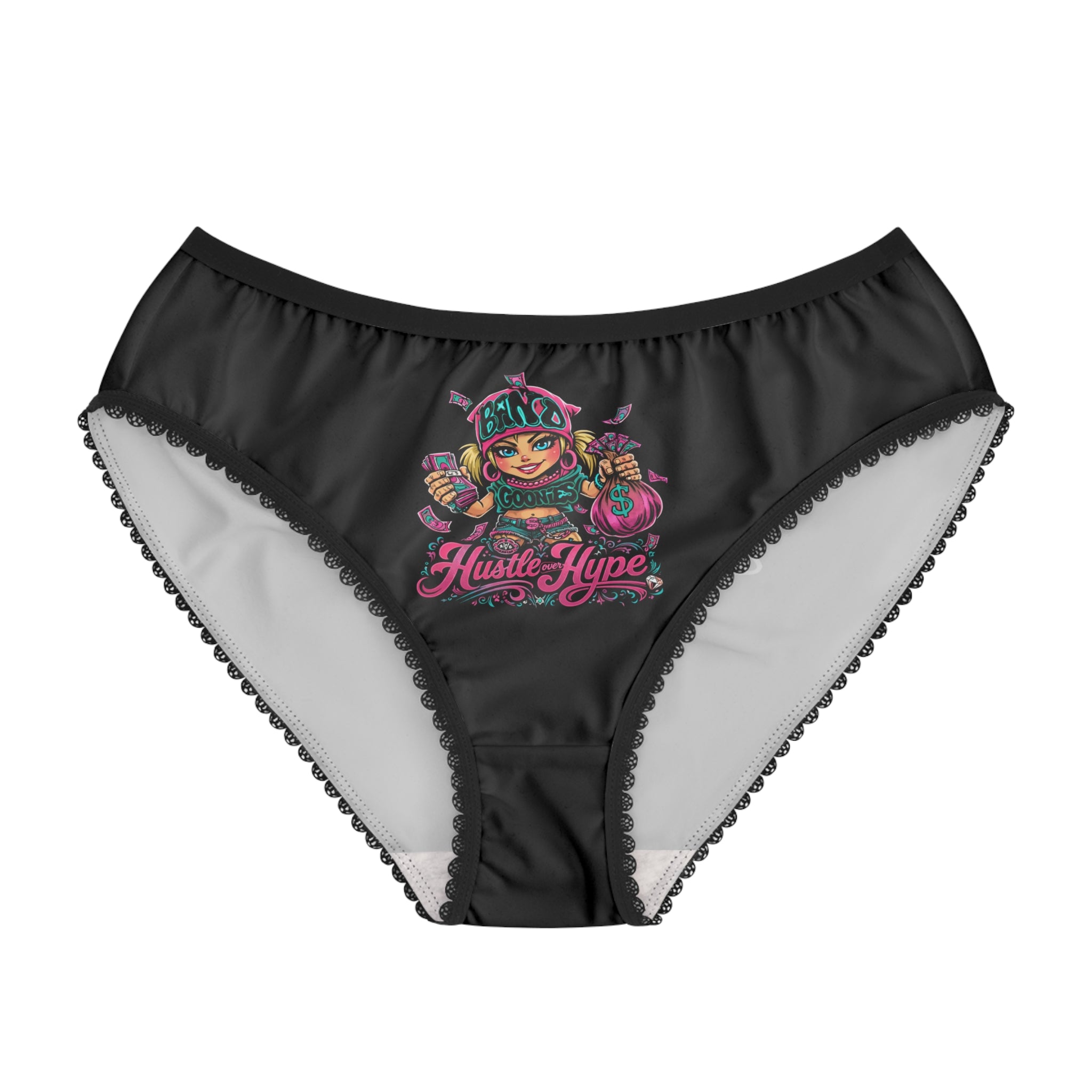 Women's Briefs (Turquoise) | Pink & Teal Girl Goonie "Hustle over Hype"