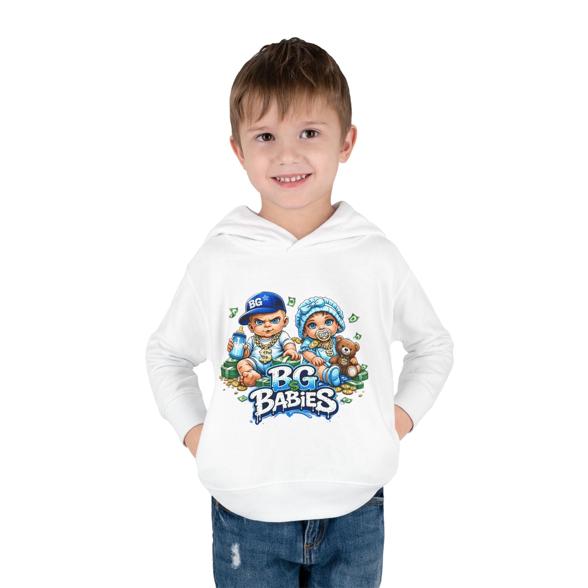 Toddler Pullover Fleece Hoodie | Blue BG Babies "Double Trouble"