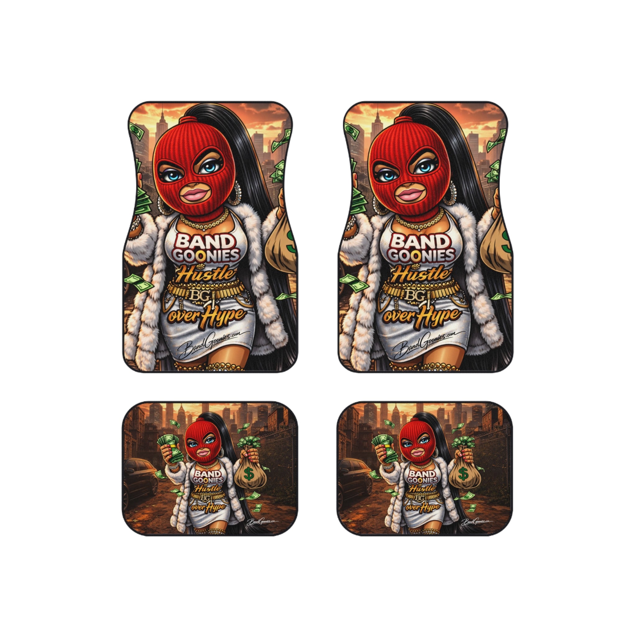 Car Mats (Set of 4) | Red Girl Goonie "Hustle over Hype"