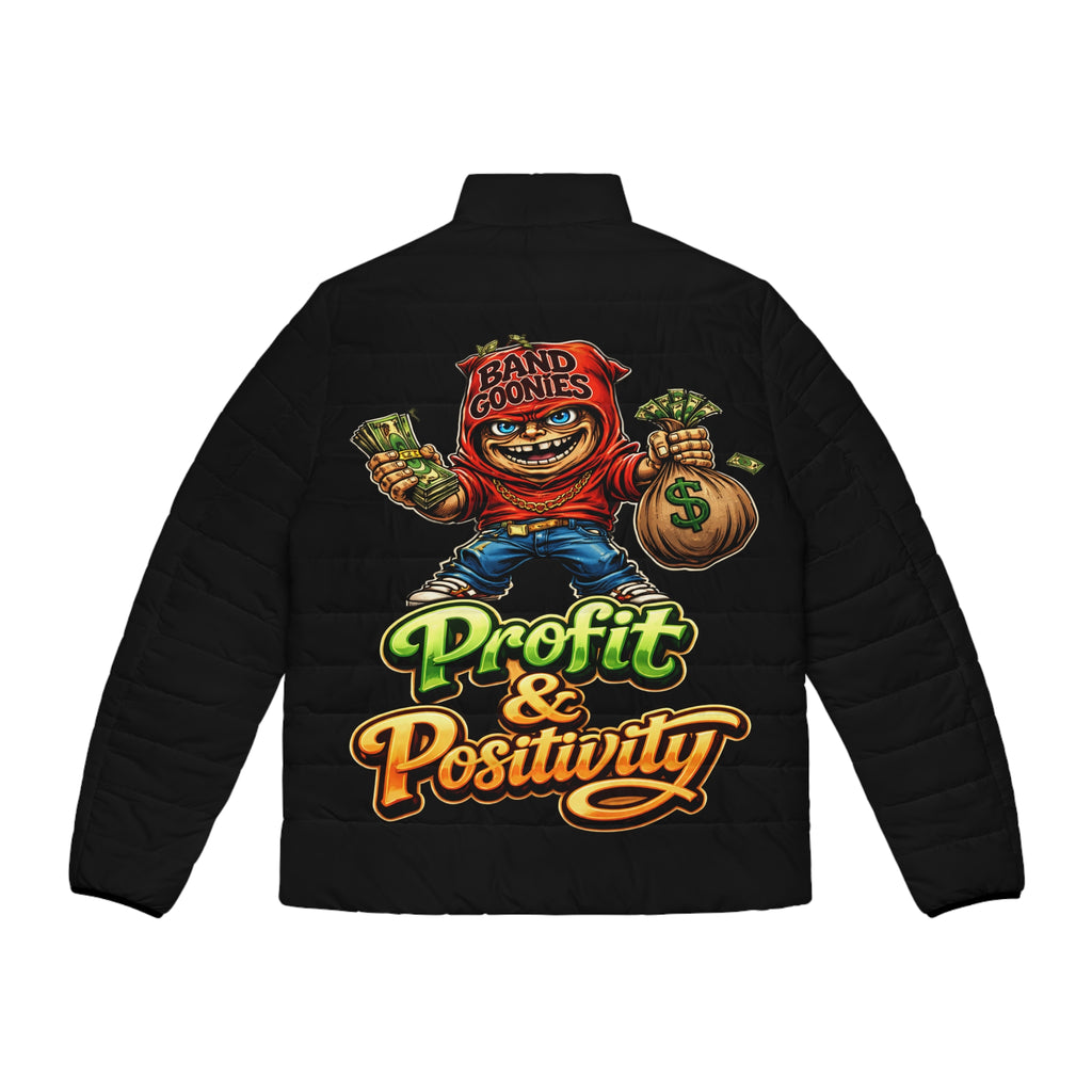 Men's Puffer Jacket "Profit & Positivity" Red Goonie