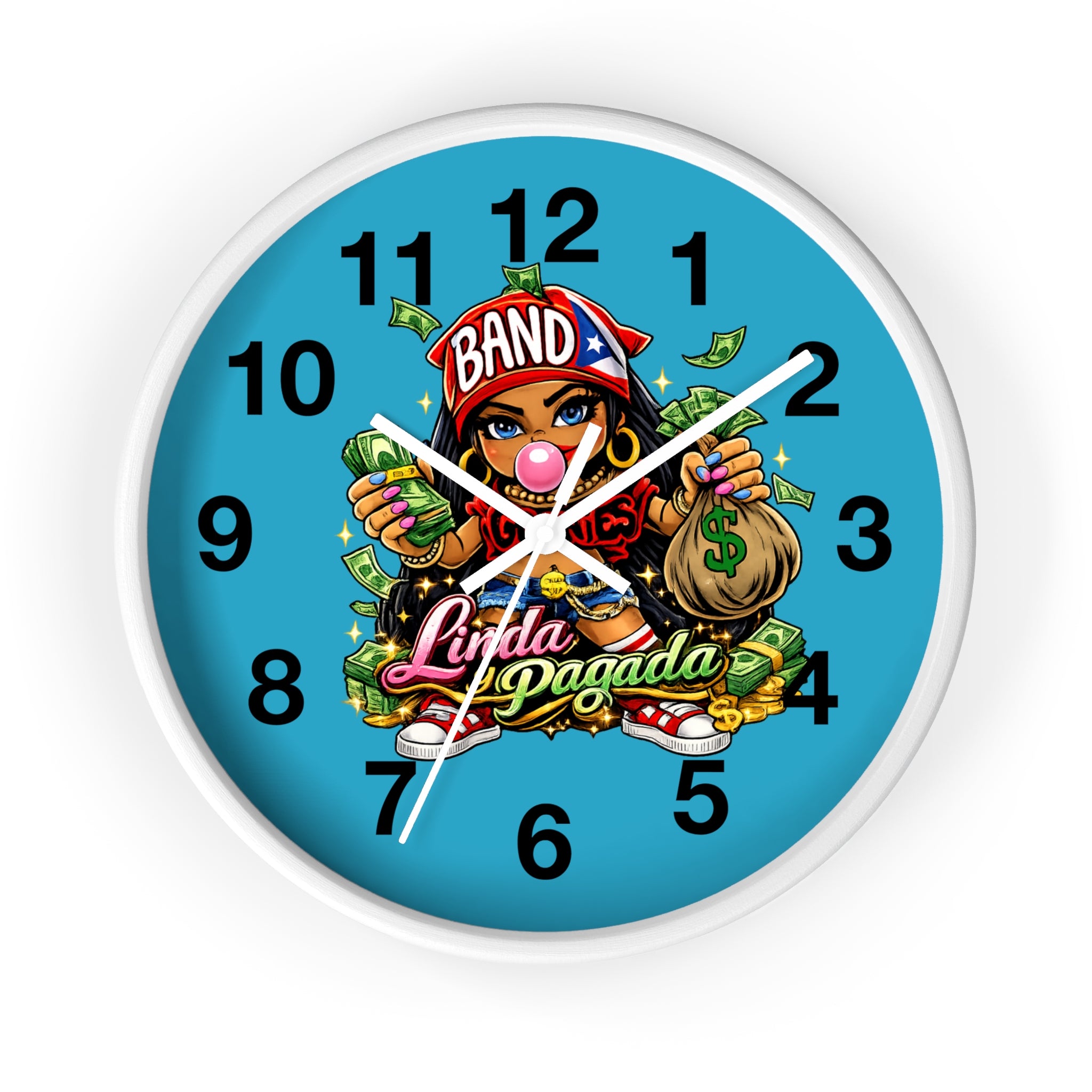 Wall Clock | Girl Goonie "Linda y Pagada" (Round 10" x 10")