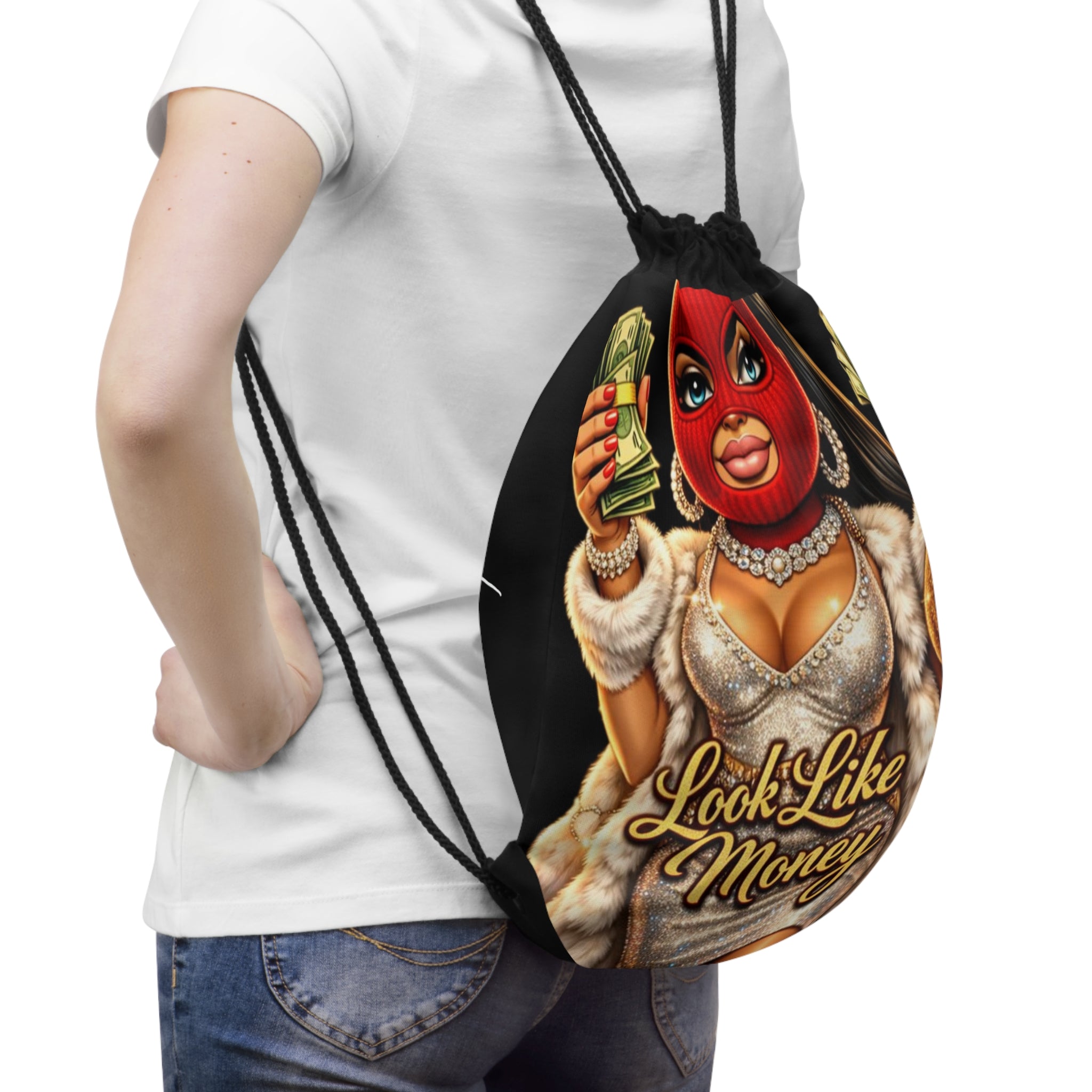 Drawstring Bag | Red Girl Goonie "Looks Like Money"