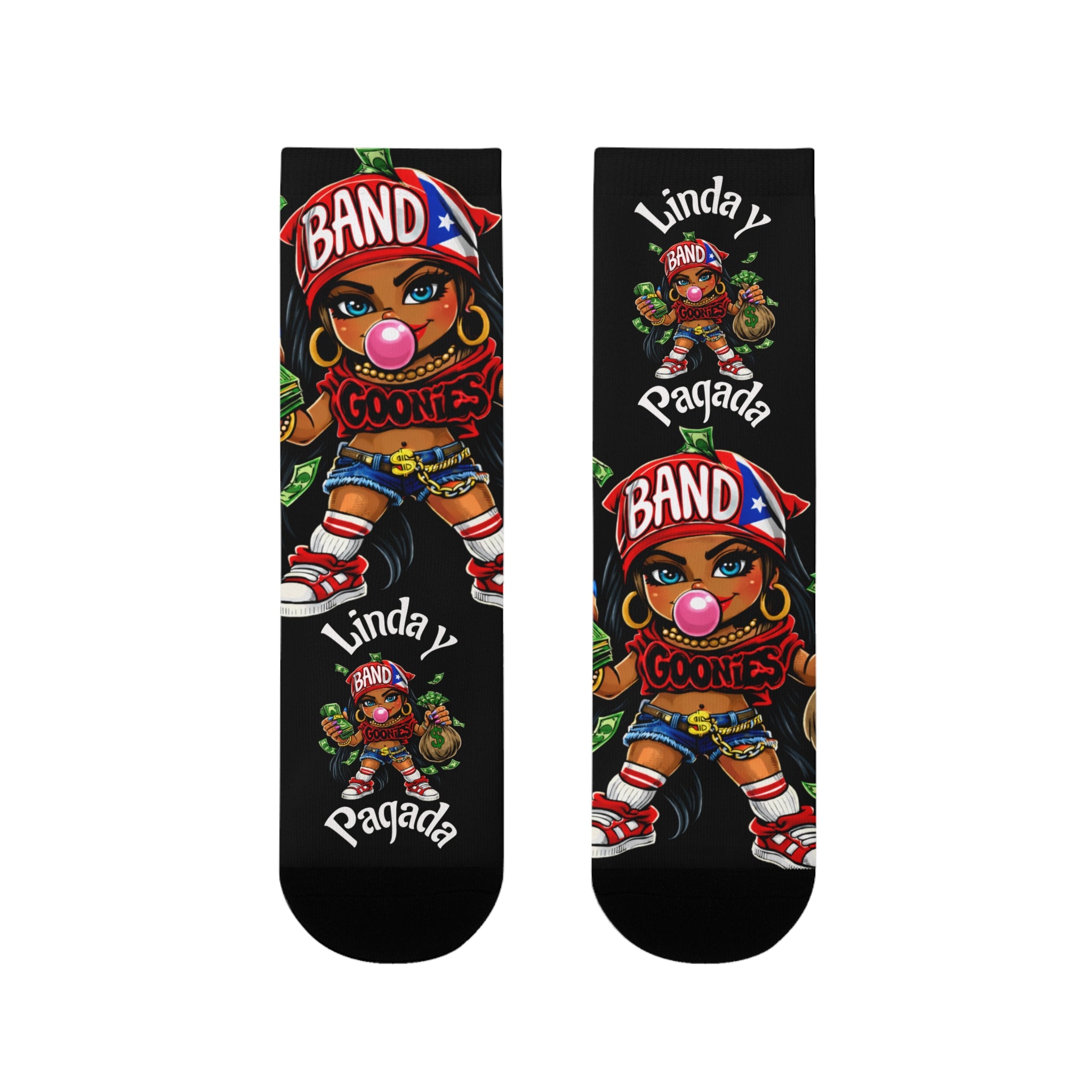 "Linda y Pagada" (Cute & Paid) Girl Goonie Crew Socks