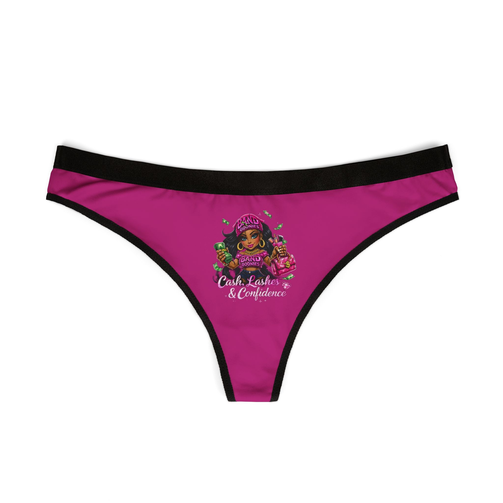 Women's Thongs (Fushia) | Pink Girl Goonie "Cash, Lashes & Confidence"