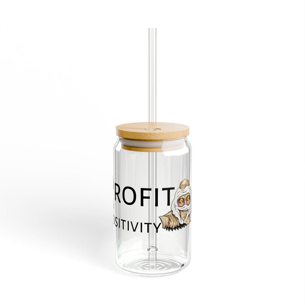 Sipper Glass with Lid & Straw | OG Goonie "Profit & positivity" (16oz)