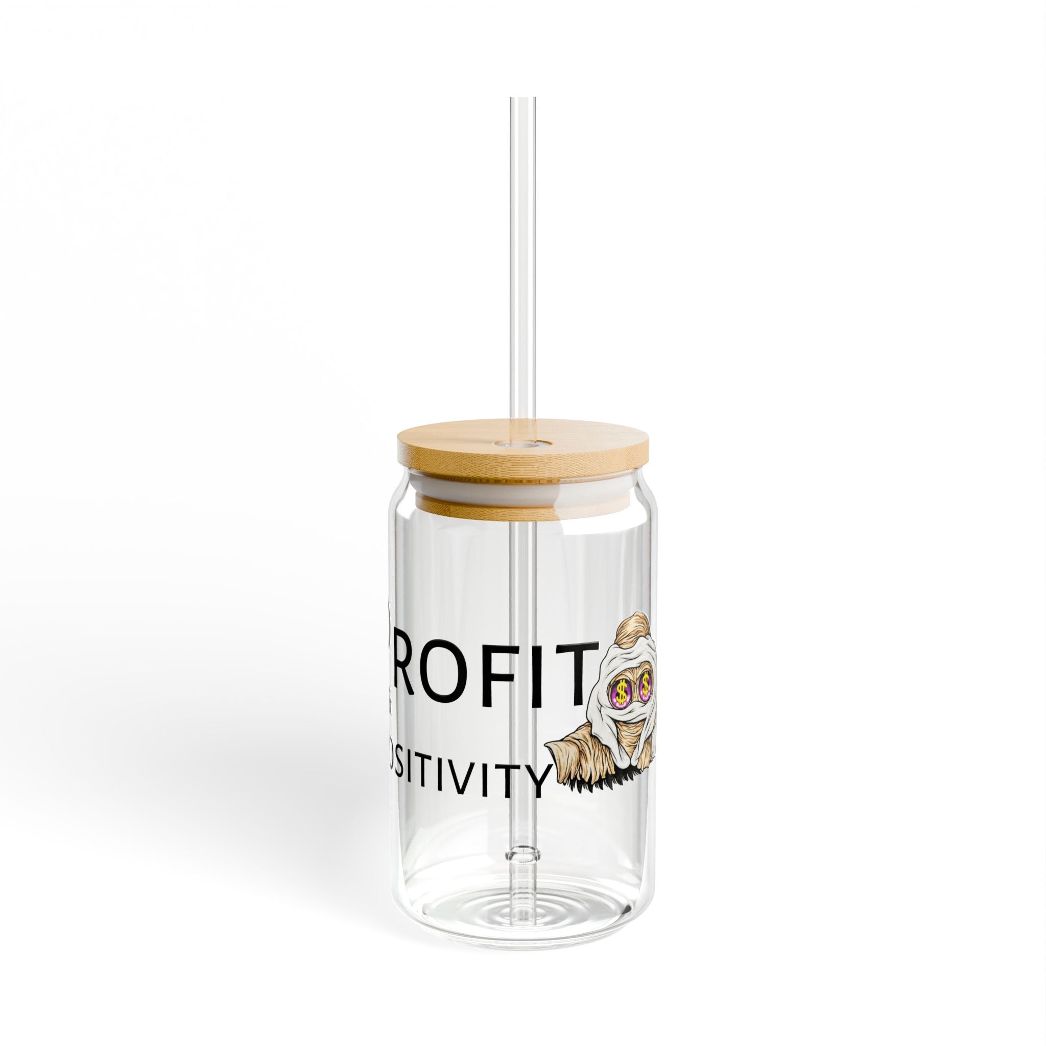 Sipper Glass with Lid & Straw | OG Goonie "Profit & positivity" (16oz)